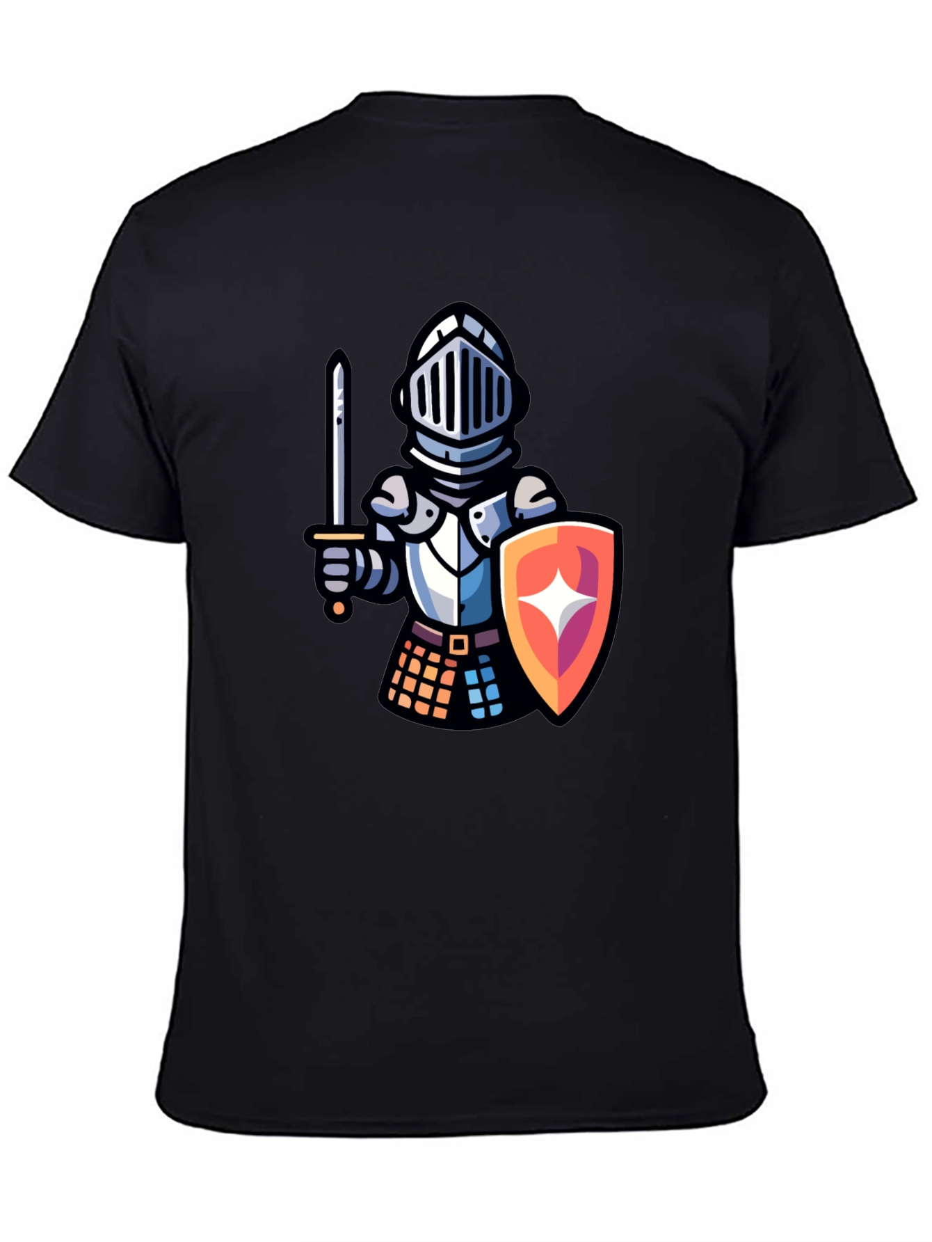 Black Knight Cartoon Graphic T-Shirt - Black Crew Neck Tee view 4