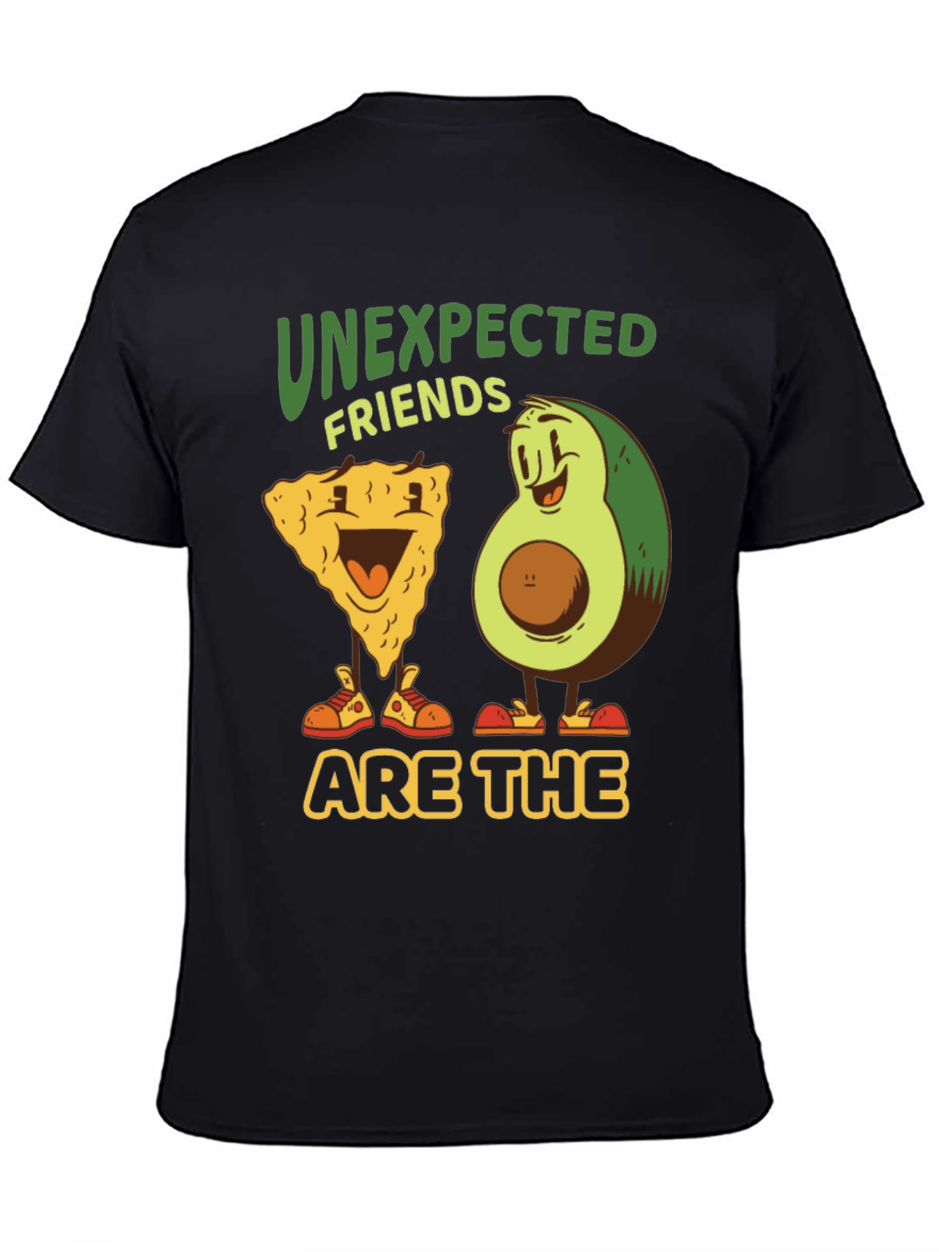 Black Unexpected Friends Graphic Tee - Avocado & Chip view 4