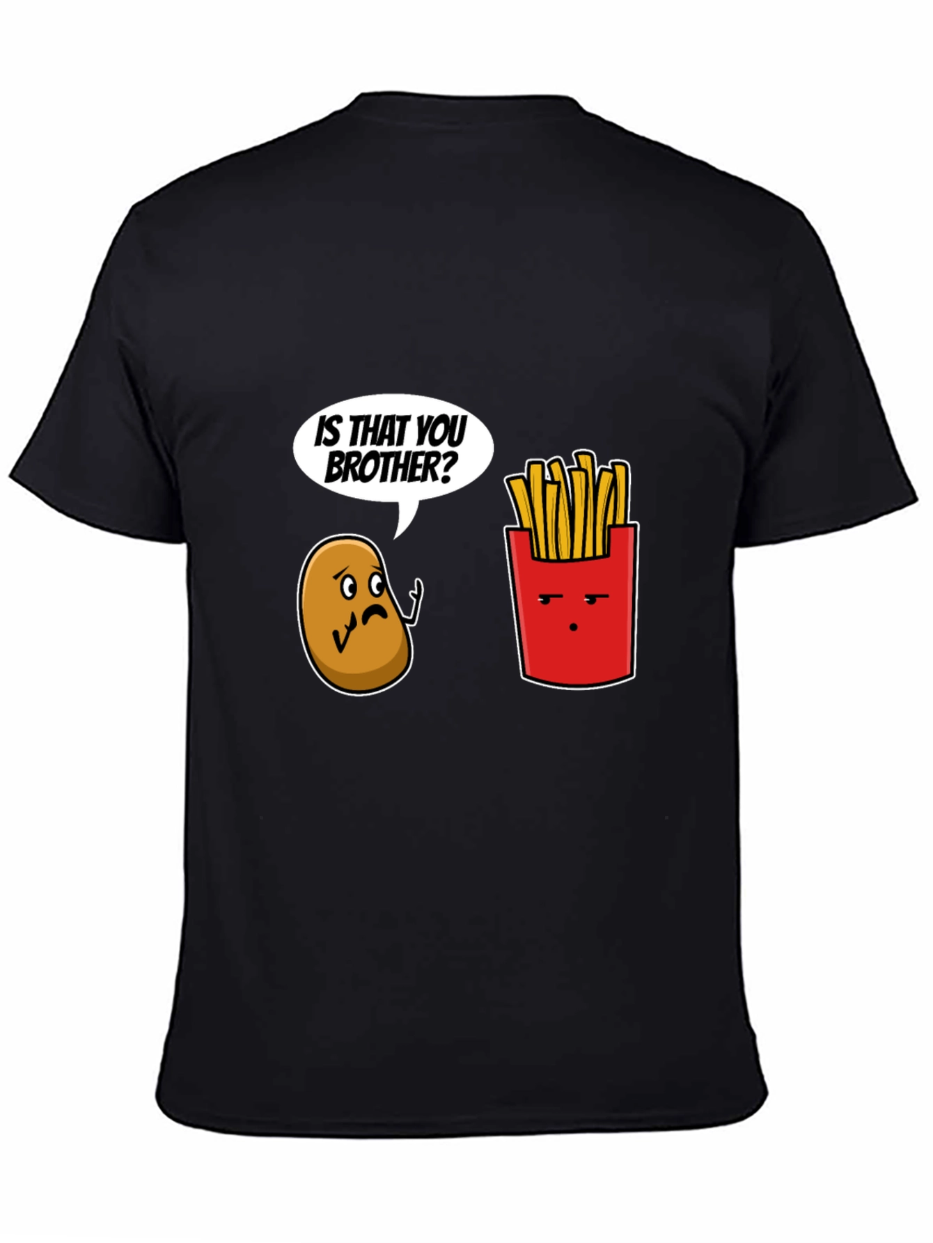 Black Funny Is That You Brother Potato & Fries Graphic Tee view 4