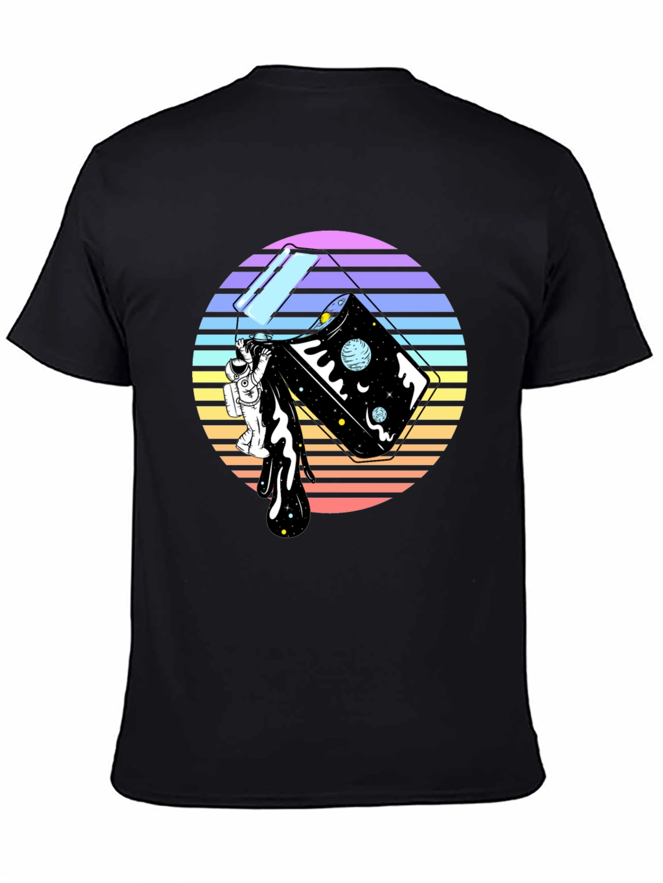 Black Retro Space Pour T-Shirt view 4