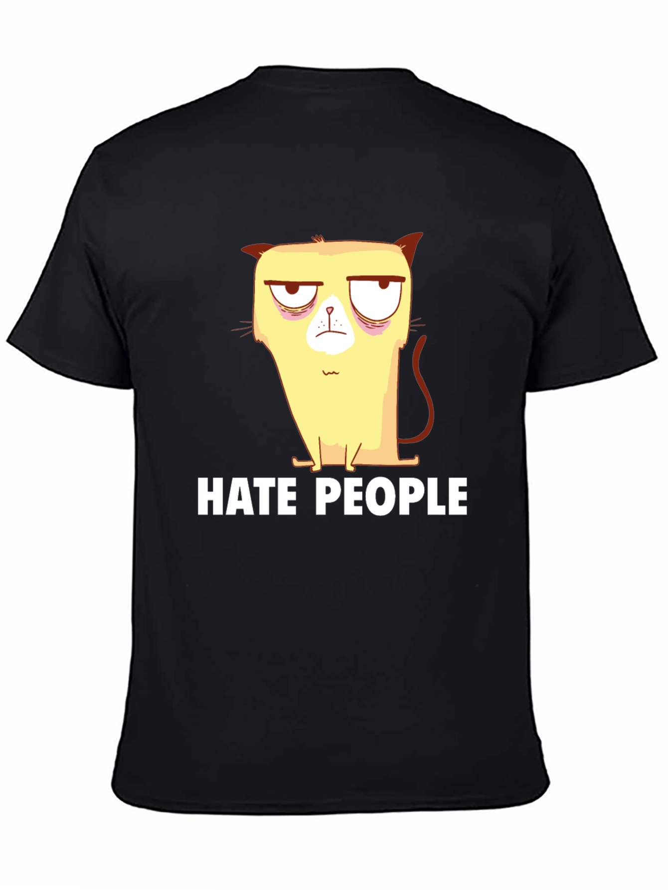 Black Grumpy Cat Hate People Black T-Shirt view 4
