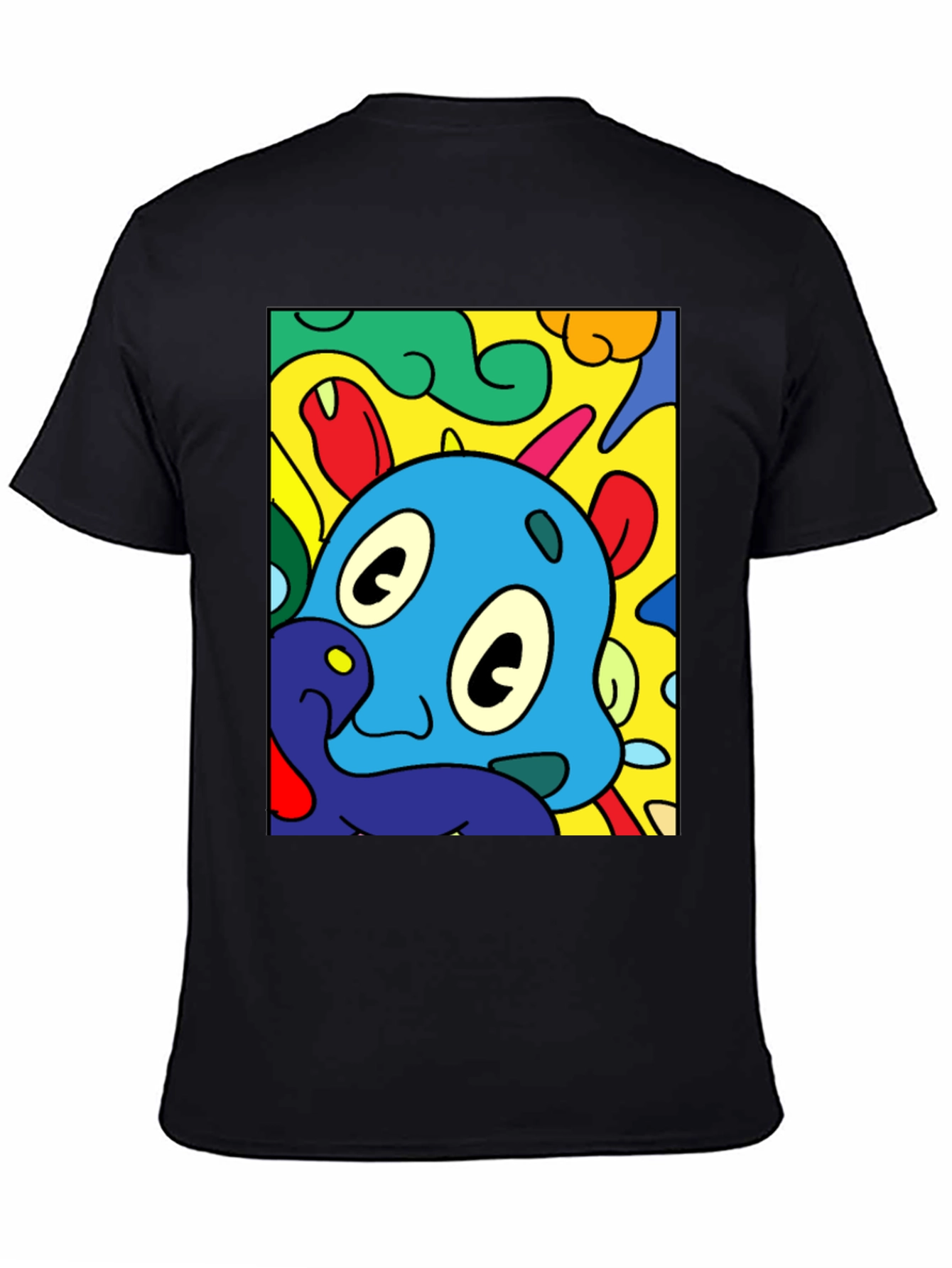 Black Cartoon Character Graphic Black T-Shirt view 4