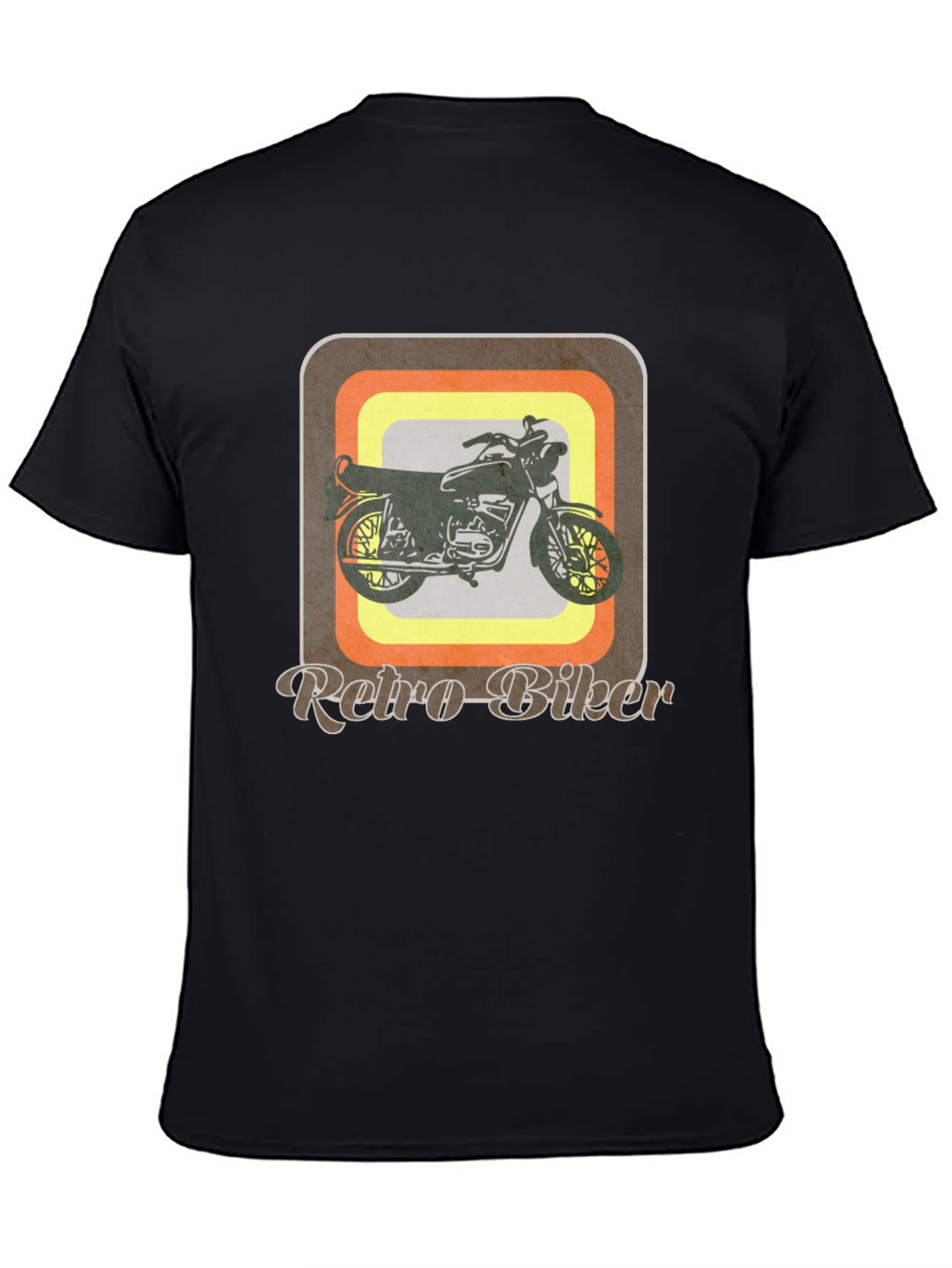 Black Retro Biker Graphic Tee - Vintage Motorcycle T-Shirt view 4