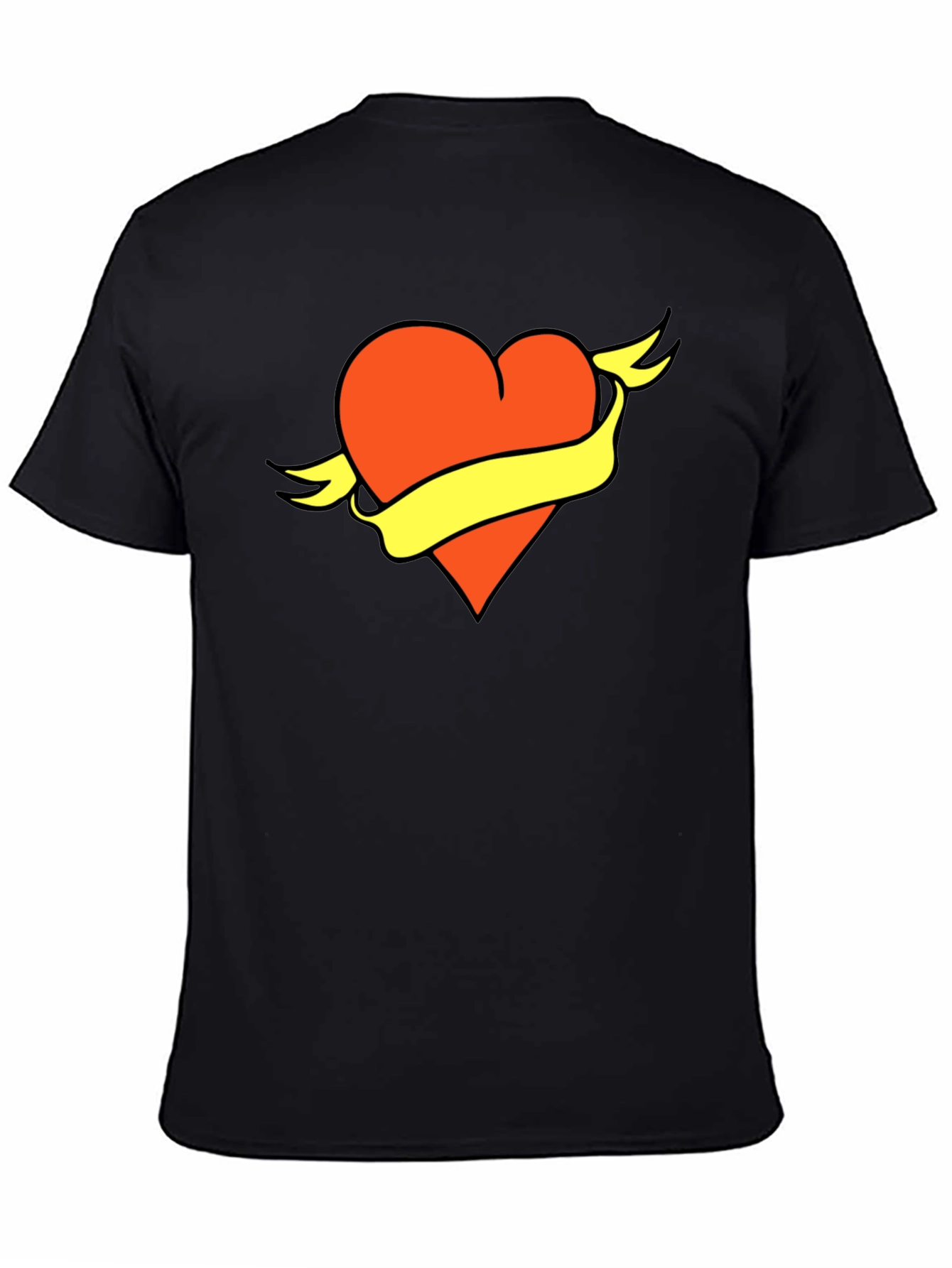 Black Heart & Banner Graphic Tee - Bold Design, Soft Fabric view 4