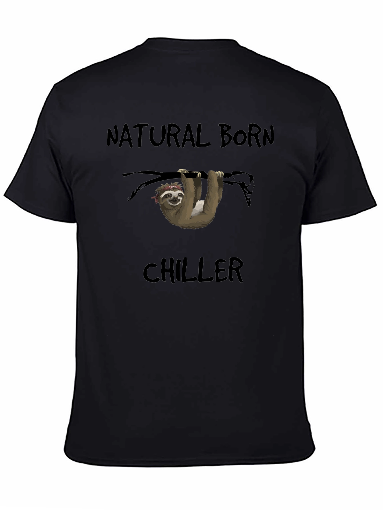 Black Natural Born Chiller Sloth Graphic T-Shirt view 4