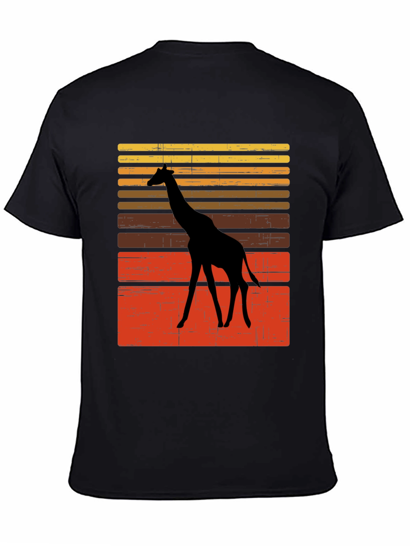 Black Retro Giraffe Sunset Graphic Tee view 4
