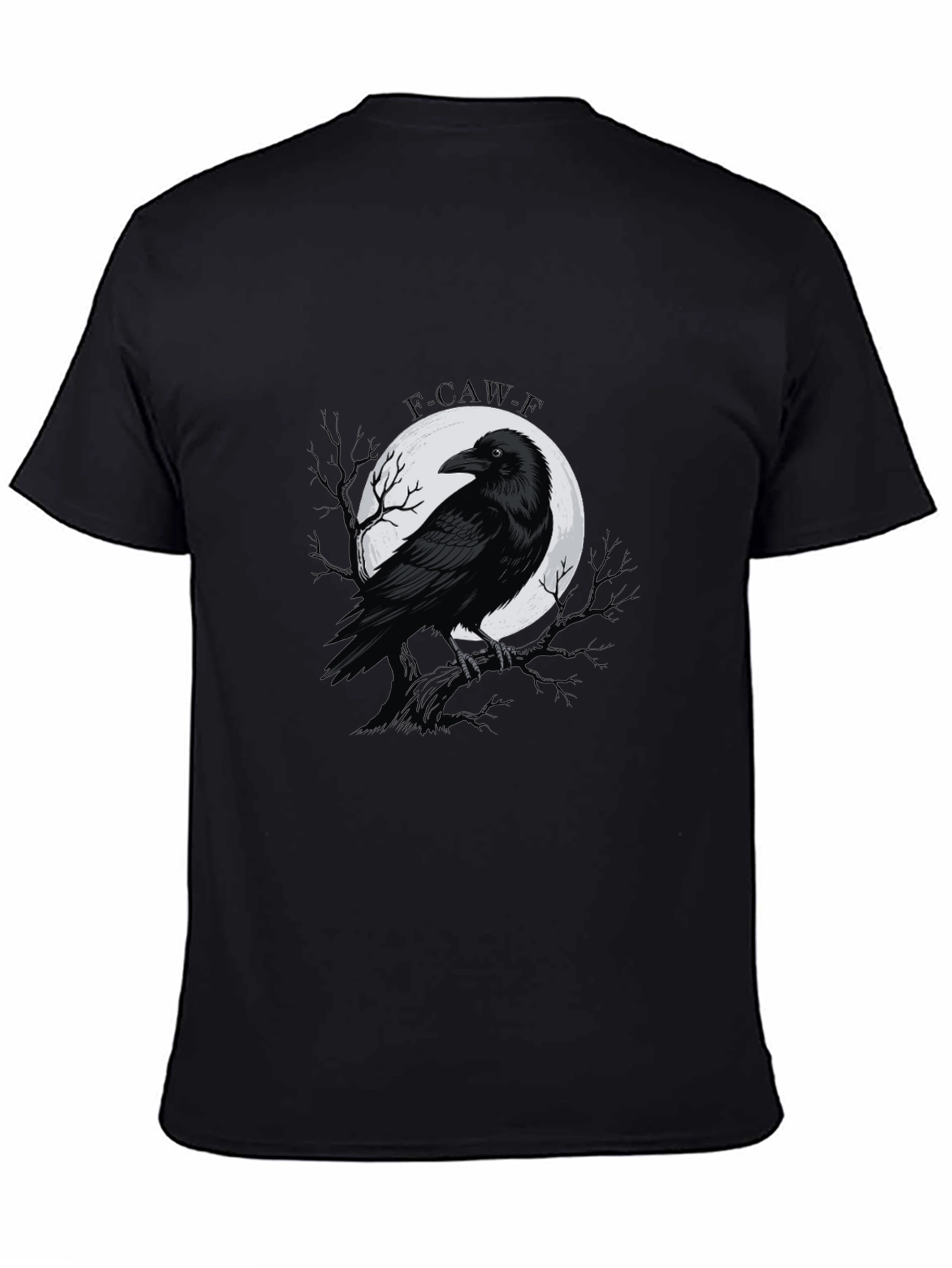 Black Raven Moon Graphic Tee - Gothic Style Black T-Shirt view 4