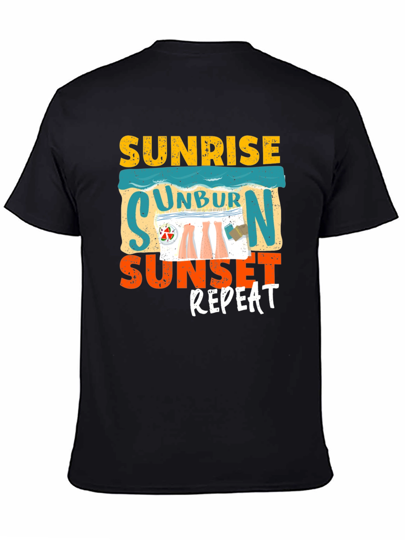 Black Sunrise Unburn Sunset Repeat Graphic Tee view 4