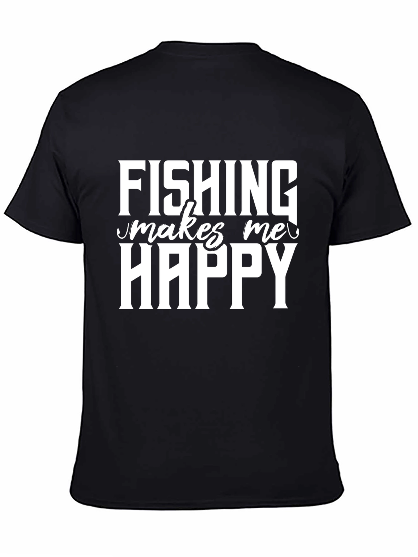 Black Fishing Makes Me Happy T-Shirt view 4