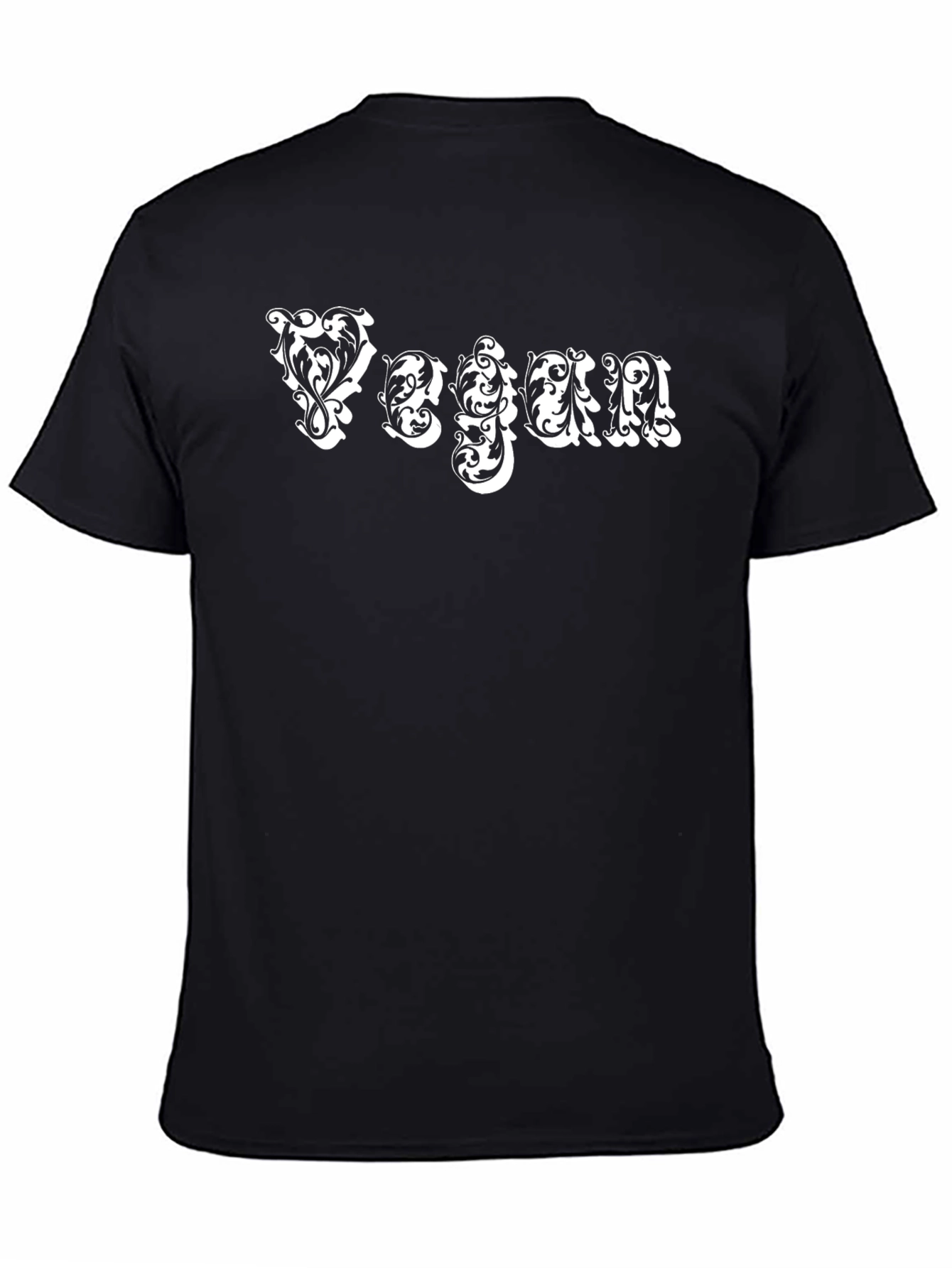 Black Vegan Ornate Lettering Graphic Tee view 4