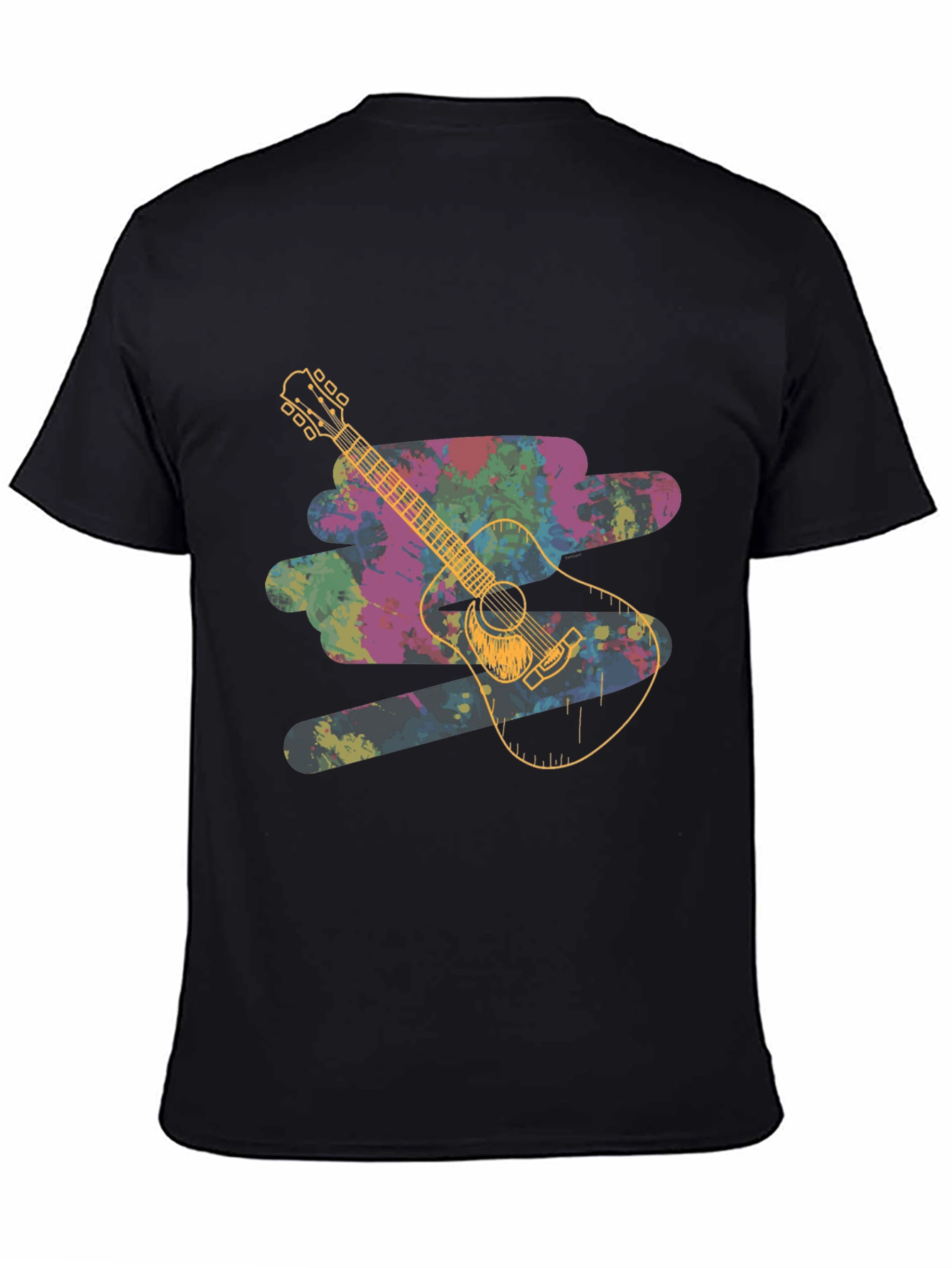 Black Guitar Splash Graphic Tee - Unique Colorful Design view 4