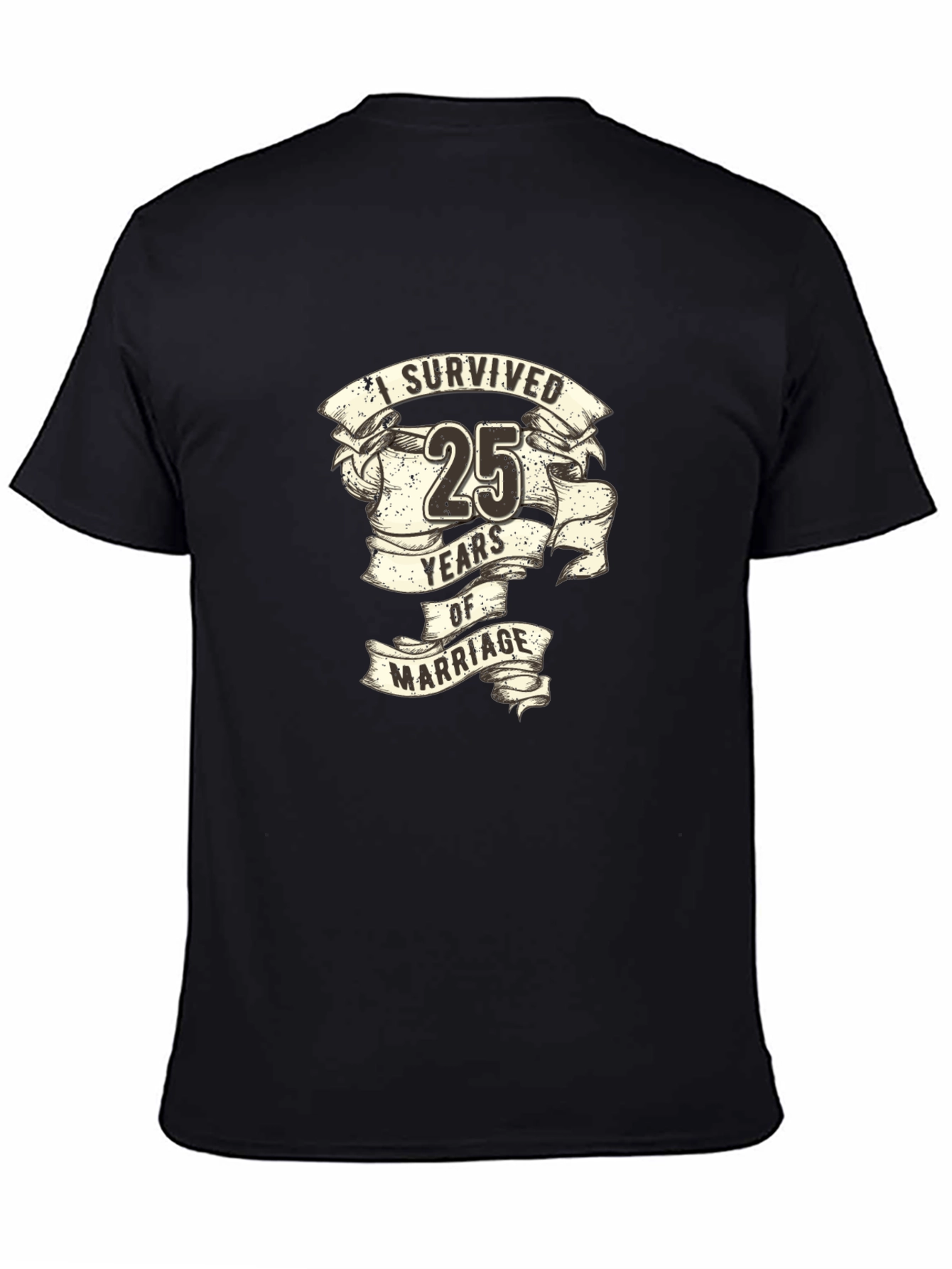 Black 25 Years of Marriage Survivor T-Shirt view 4