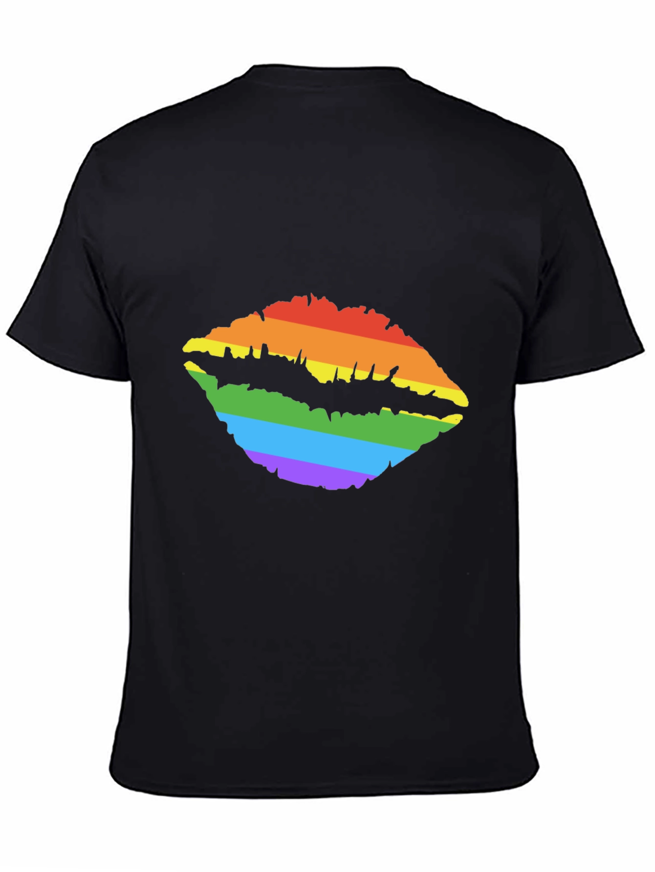 Black Rainbow Lips Print Tee - Stylish LGBTQ+ Pride T-Shirt view 4