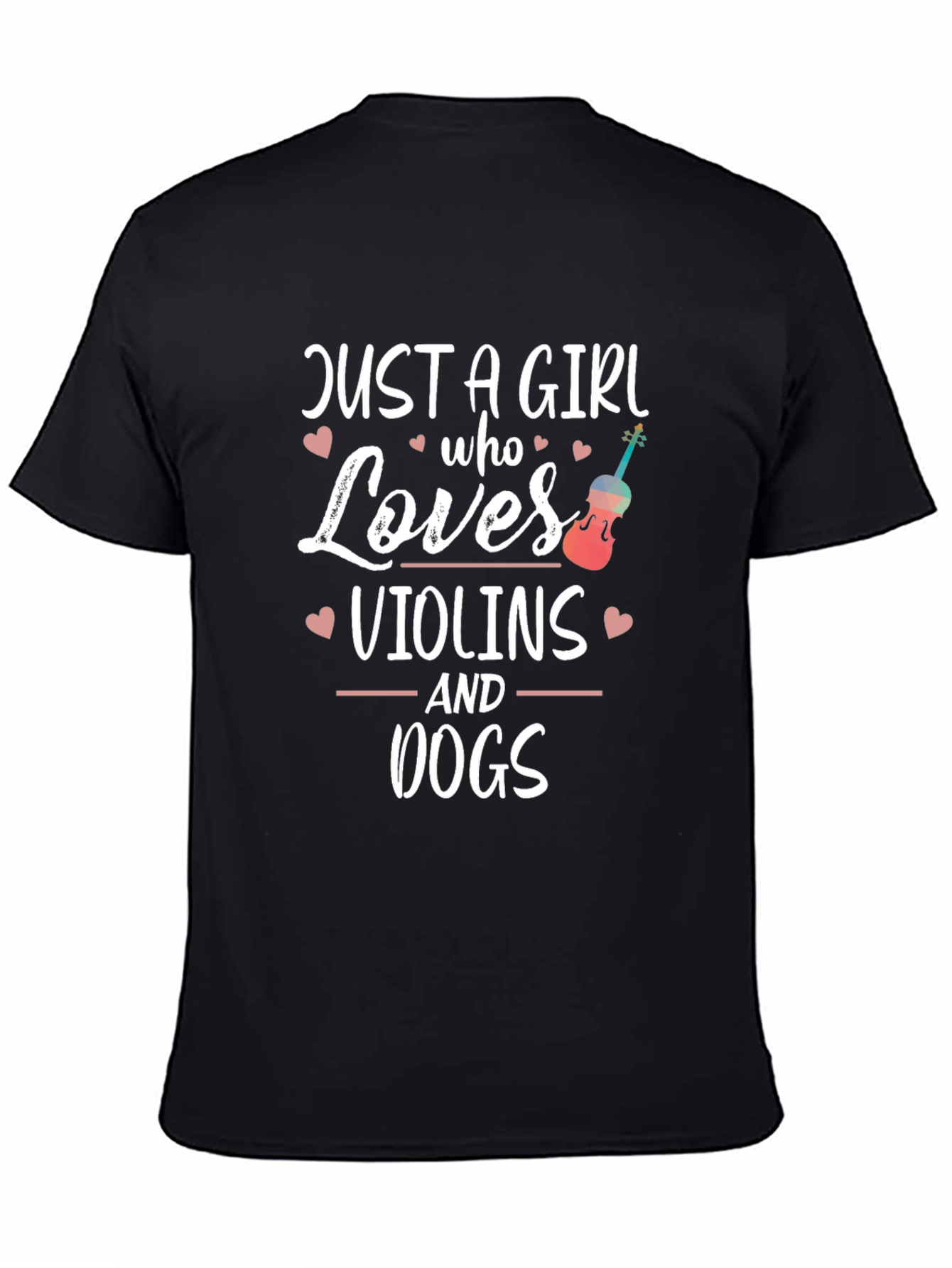 Black Just a Girl Who Loves Violins and Dogs T-Shirt view 4