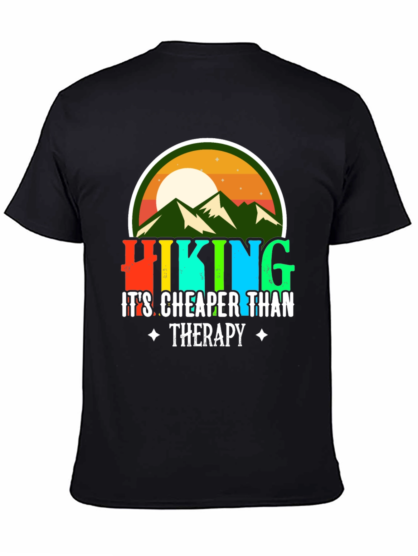 Black Hiking Cheaper Than Therapy Graphic Tee view 4