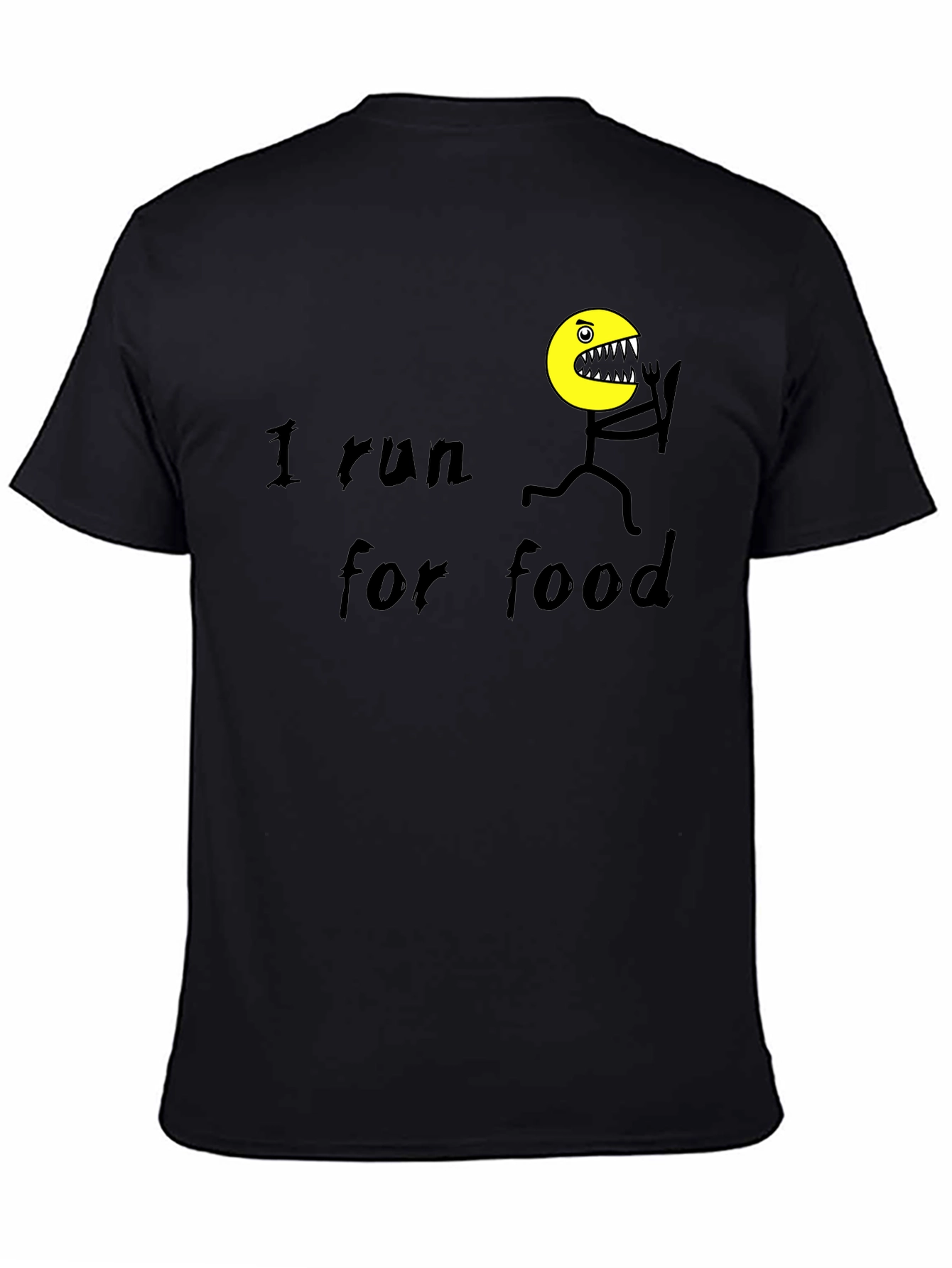 Black I Run For Food Black T-Shirt view 4