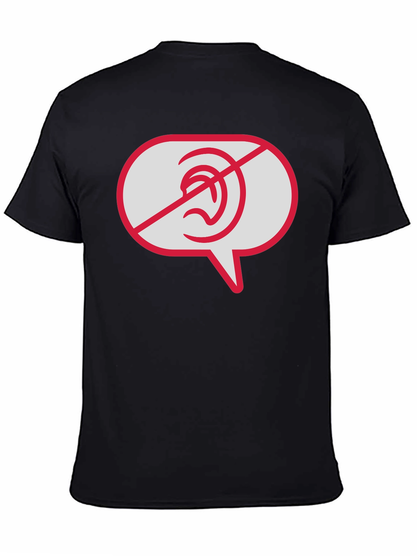 Black No Hearing T-Shirt - Black Graphic Tee view 4