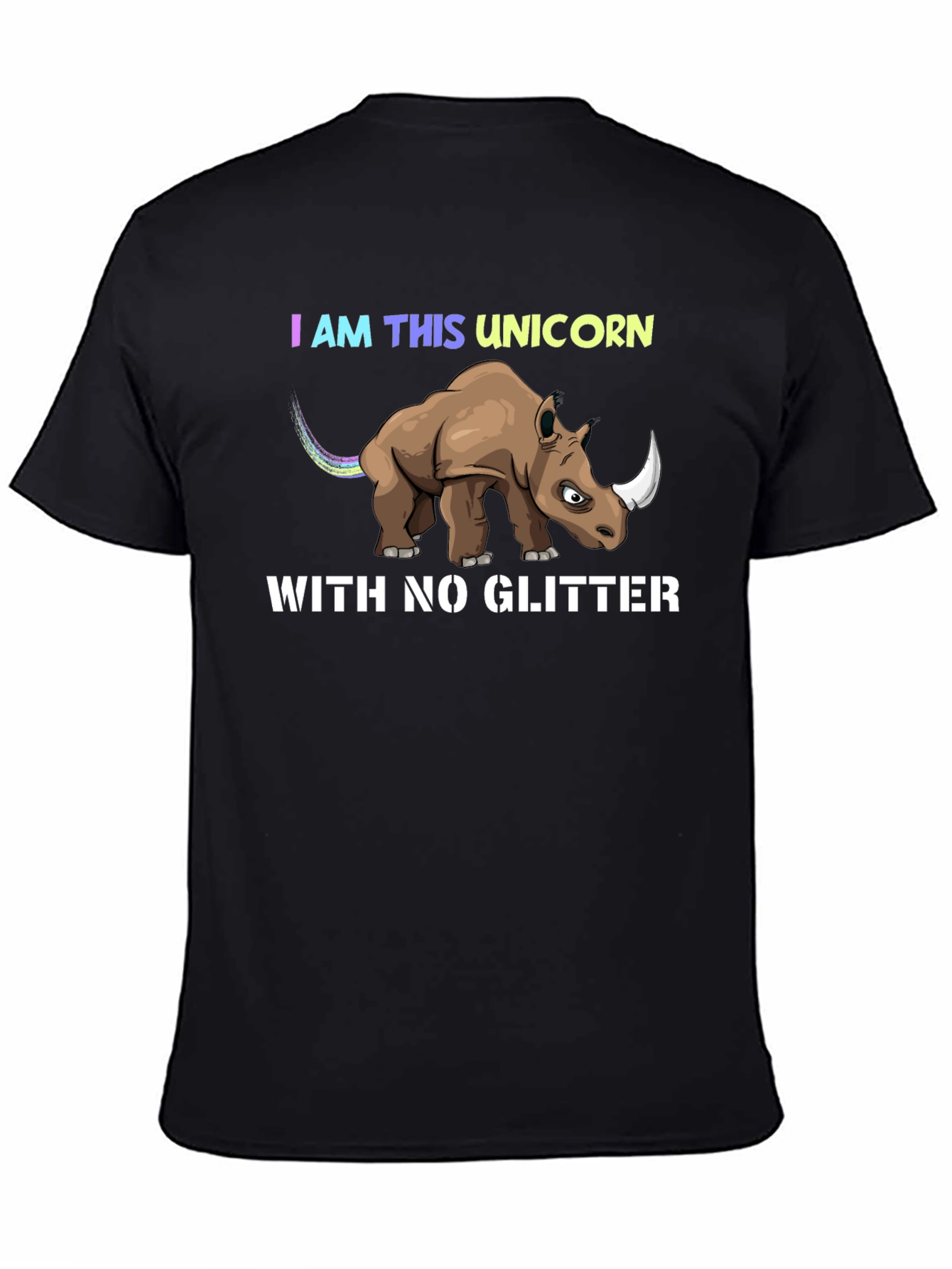 Black I Am This Unicorn T-Shirt Funny Rhino Tee view 4