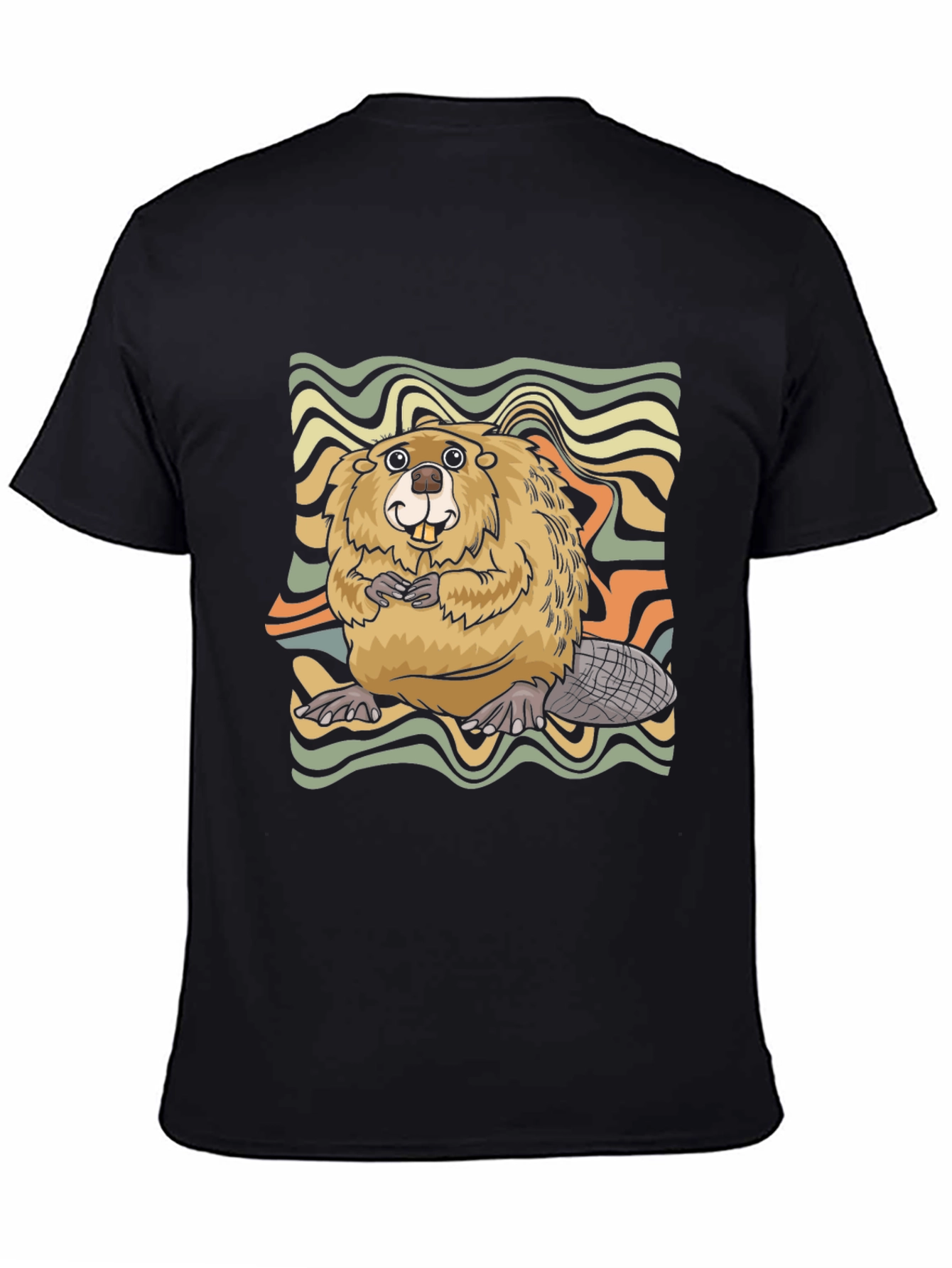 Black Retro Beaver Graphic T-Shirt view 4