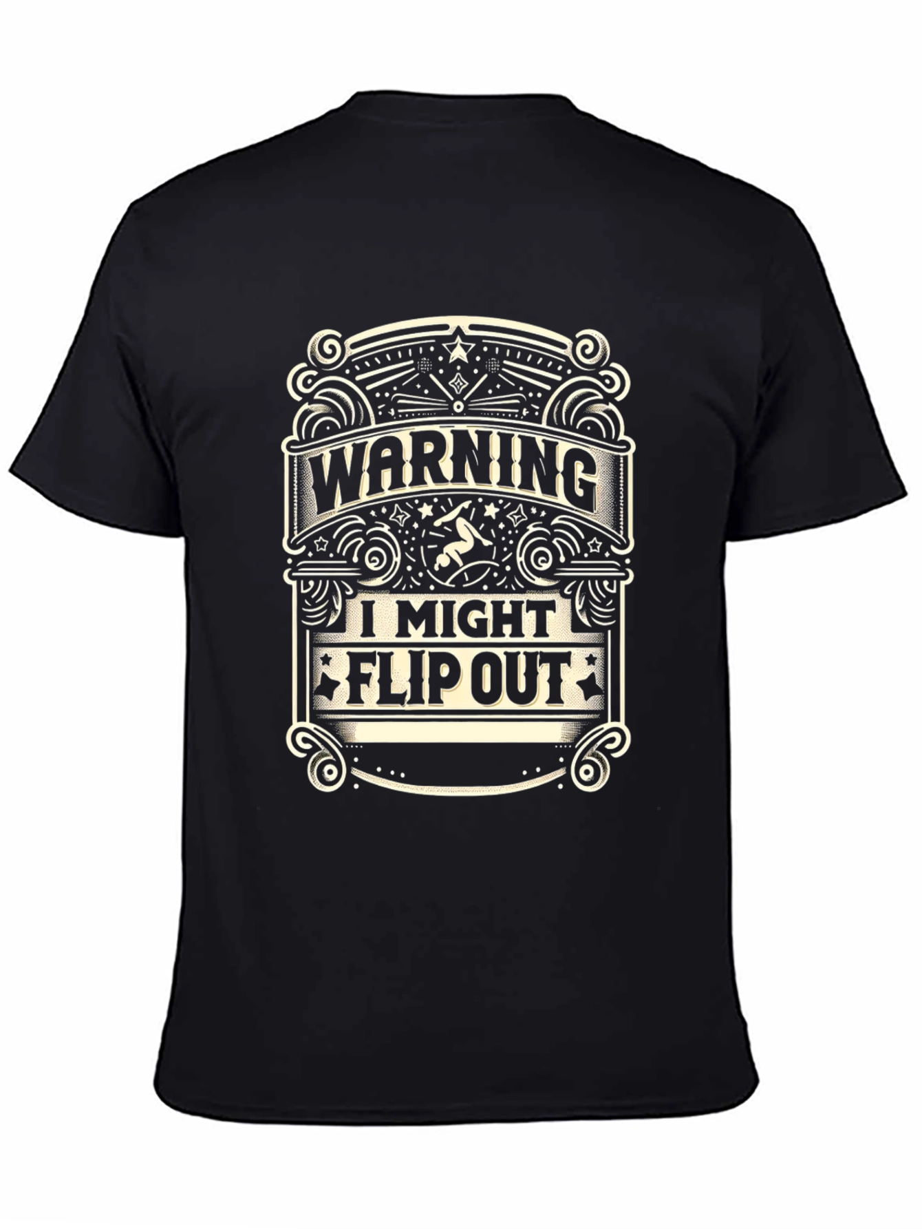 Black Warning: I Might Flip Out T-Shirt - Gymnastics Humor view 4