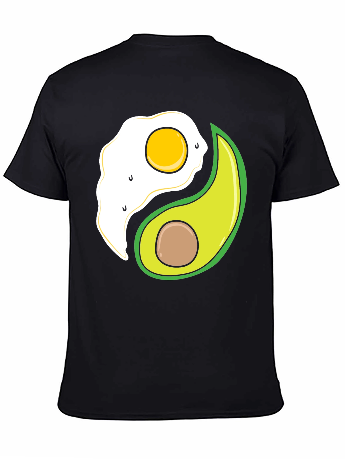 Black Egg & Avocado Yin Yang Black Graphic Tee view 4