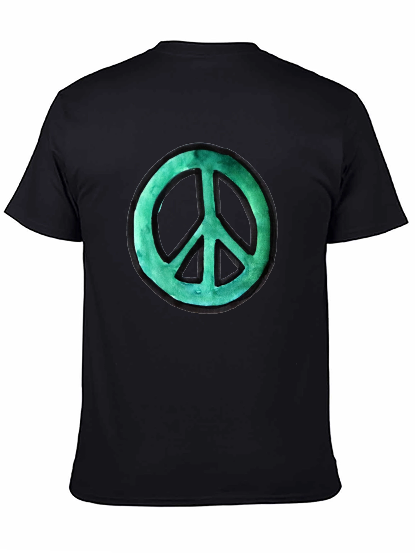 Black Peace Sign Graphic Tee - Black Cotton view 4