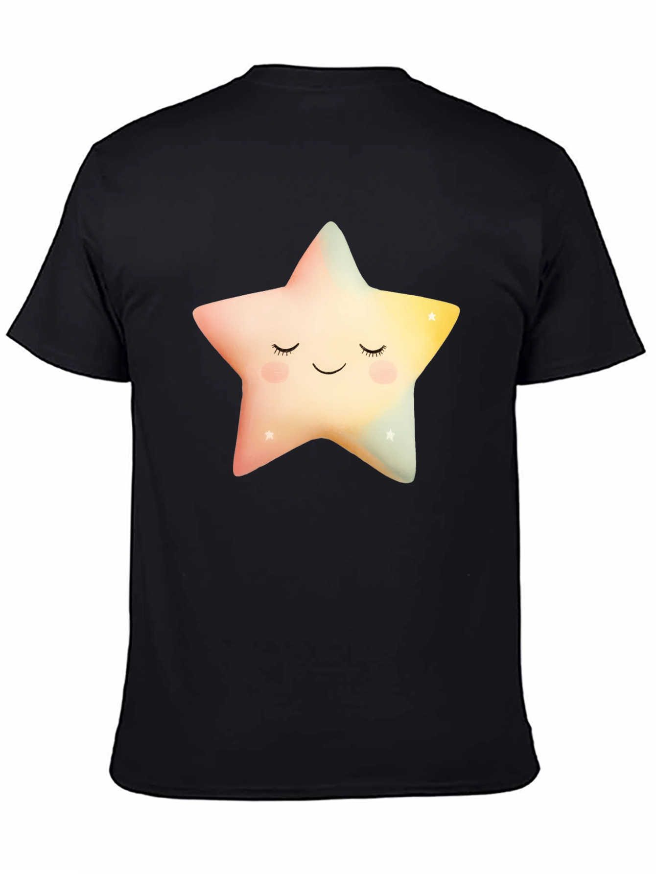 Black Sleepy Star Graphic T-Shirt - Black Cotton Blend view 4