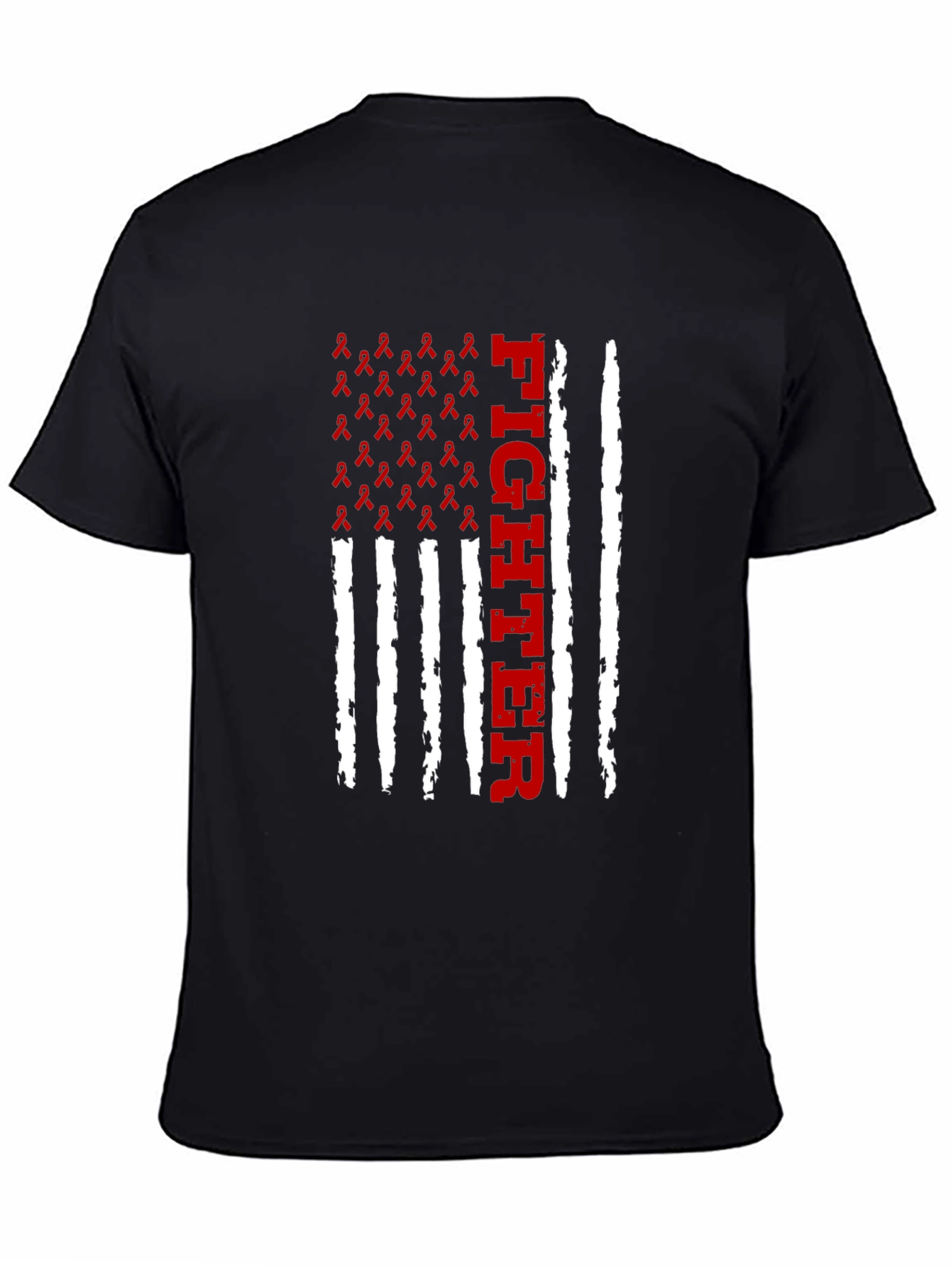 Black Fighter Ribbon Flag T-Shirt view 4