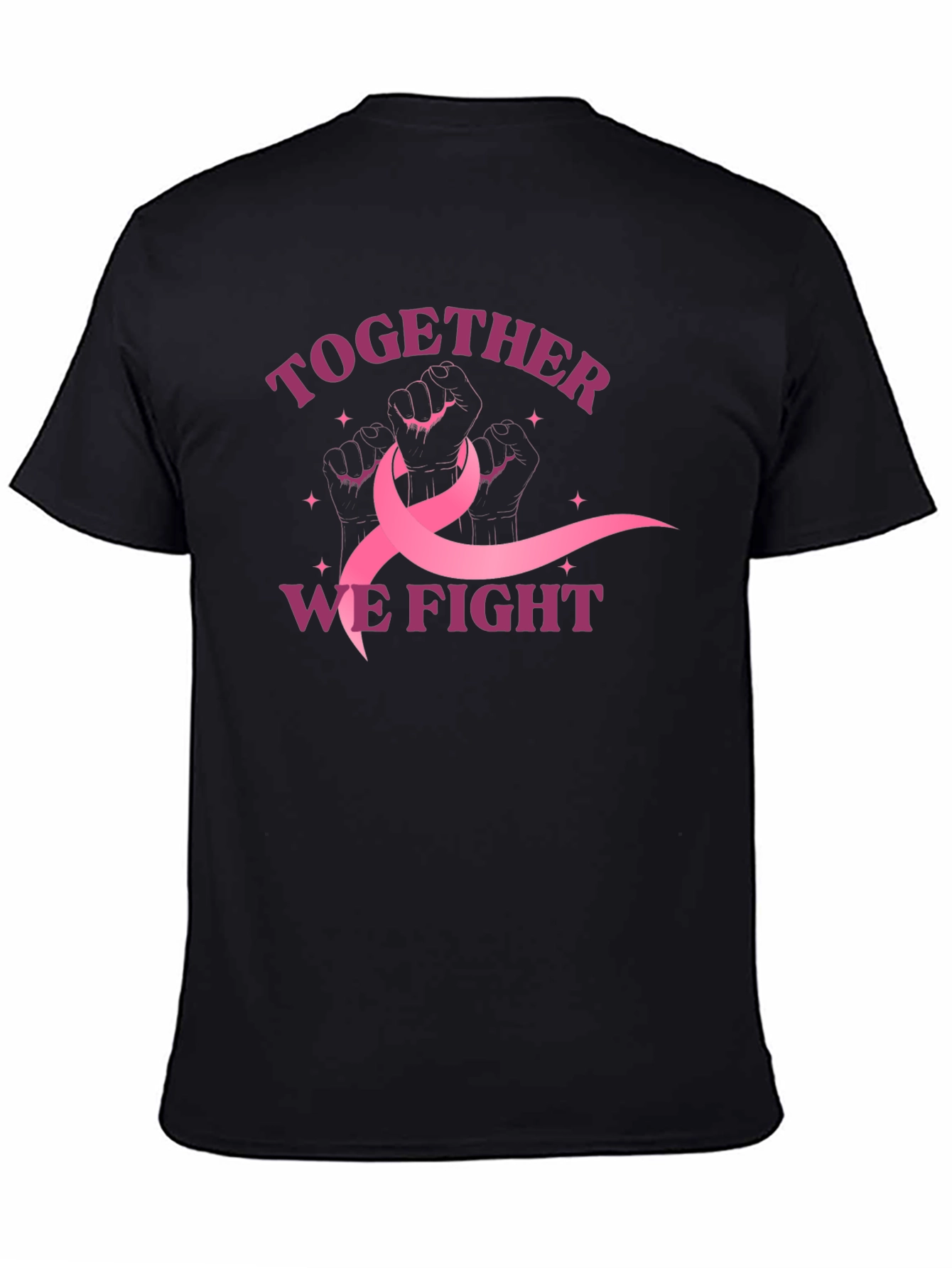 Black Together We Fight Breast Cancer Awareness T-Shirt view 4