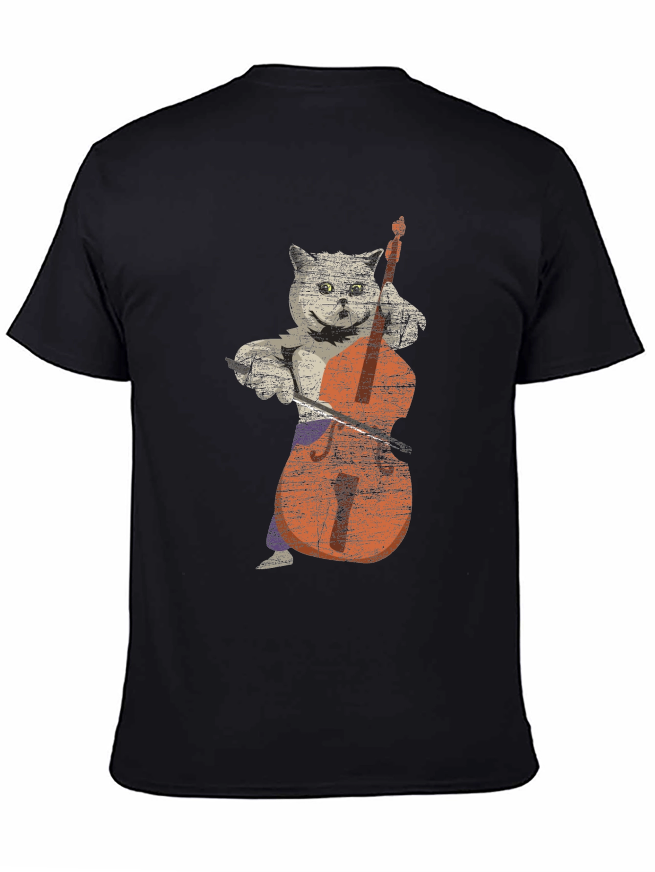 Black Cat Playing Cello Graphic T-Shirt view 4