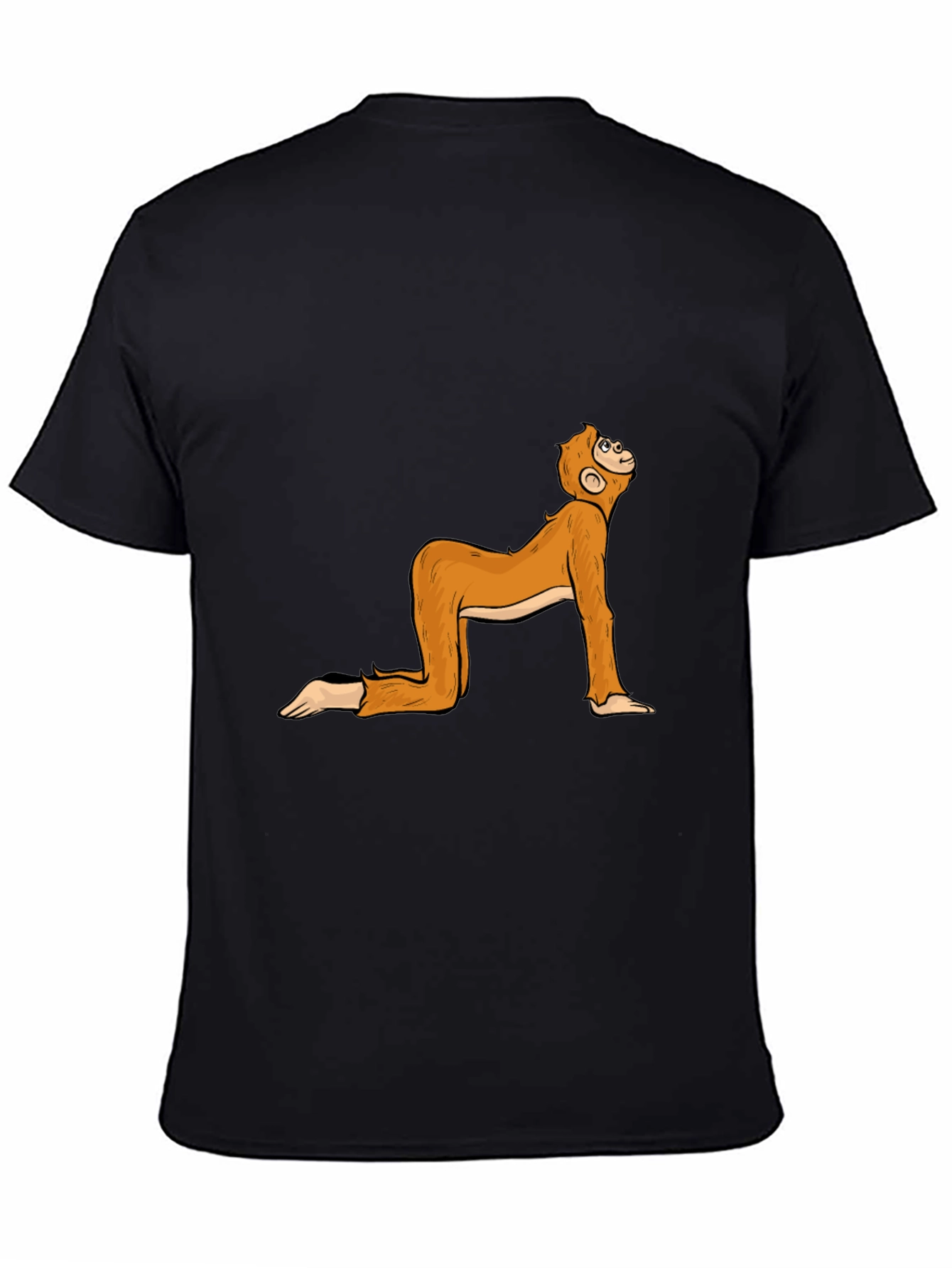 Black Funny Monkey Yoga Pose Black T-Shirt view 4