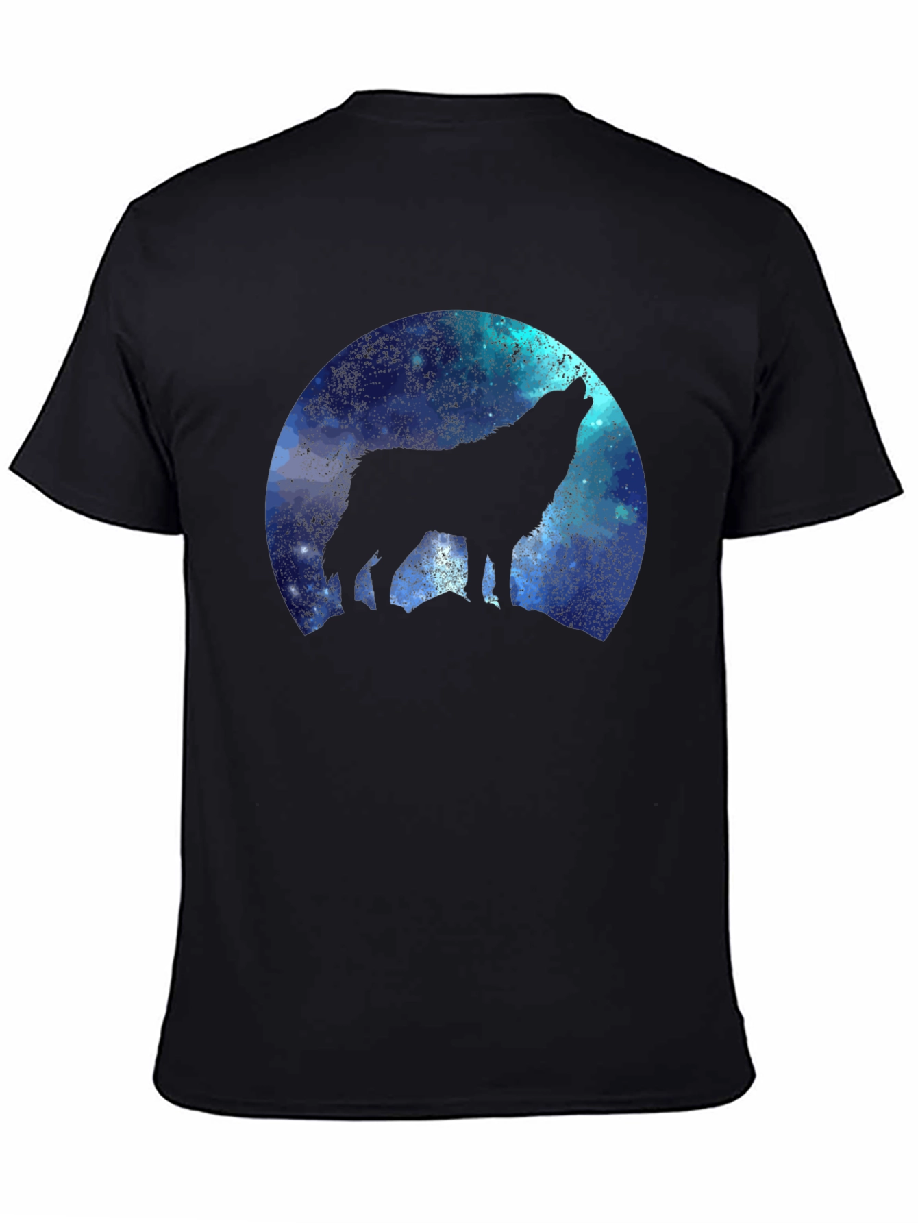 Black Wolf Howling at the Moon Graphic T-Shirt view 4
