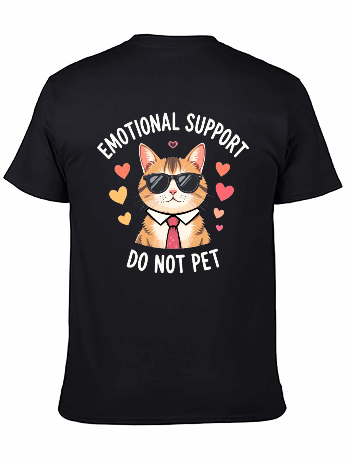 Black Emotional Support Cat T-Shirt - Do Not Pet view 4