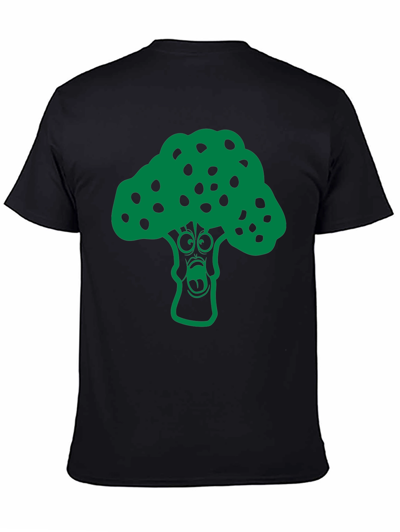 Black Cartoon Broccoli Graphic T-Shirt - Funny Vegan Tee view 4