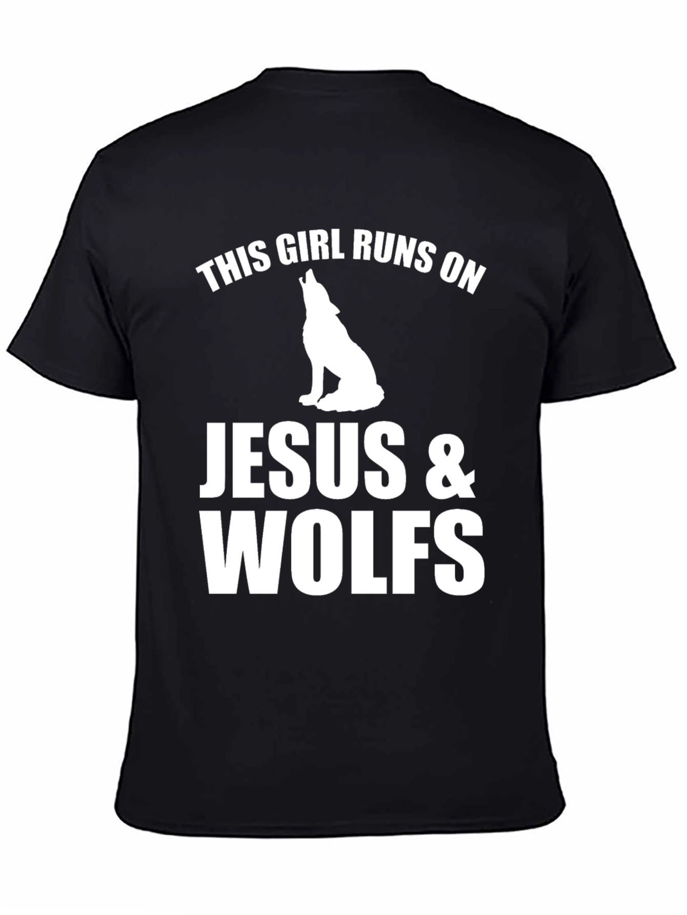 Black Jesus & Wolves Graphic Tee - Black Unisex Shirt view 4