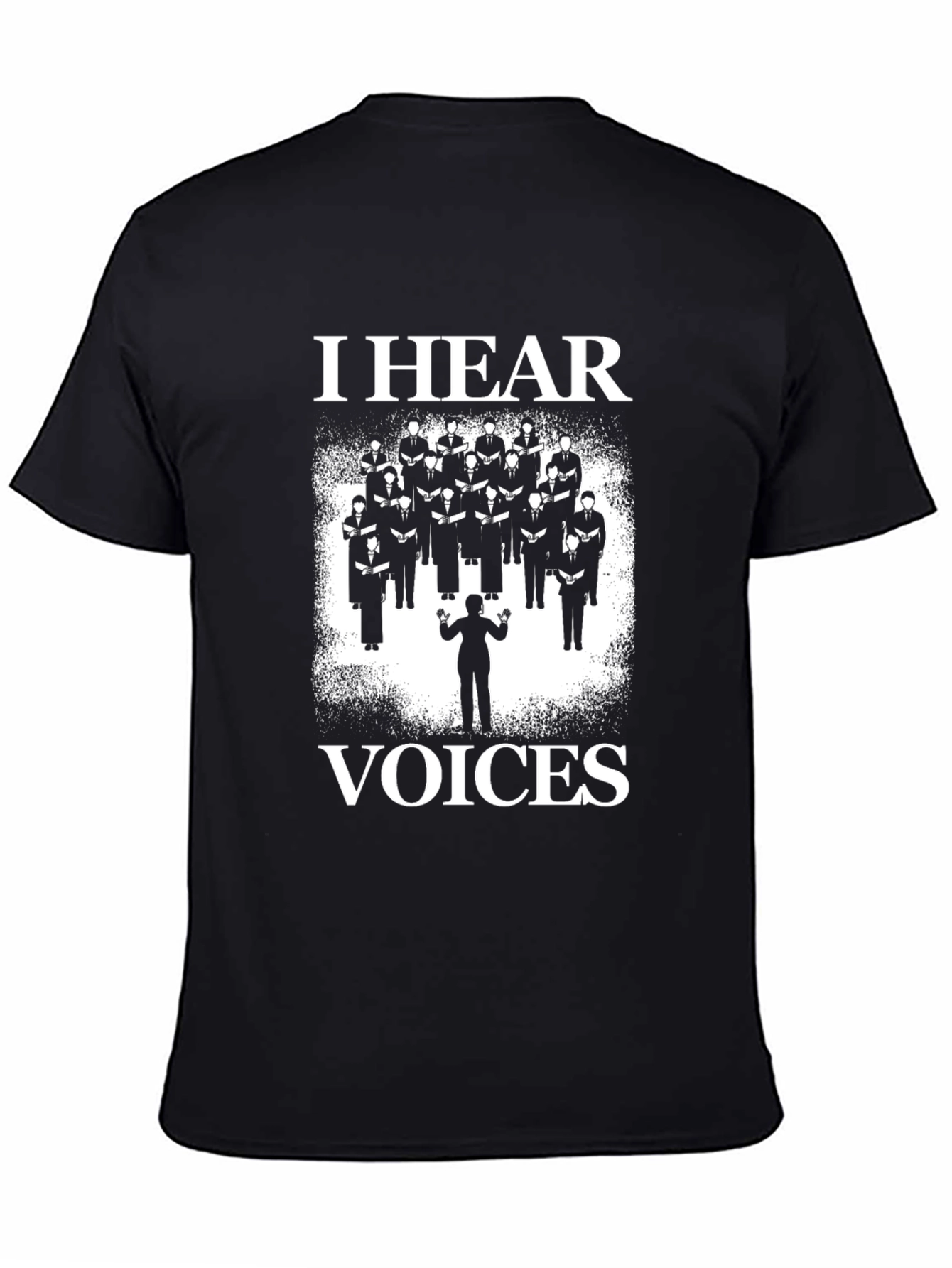 Black I Hear Voices Choir T-Shirt view 4