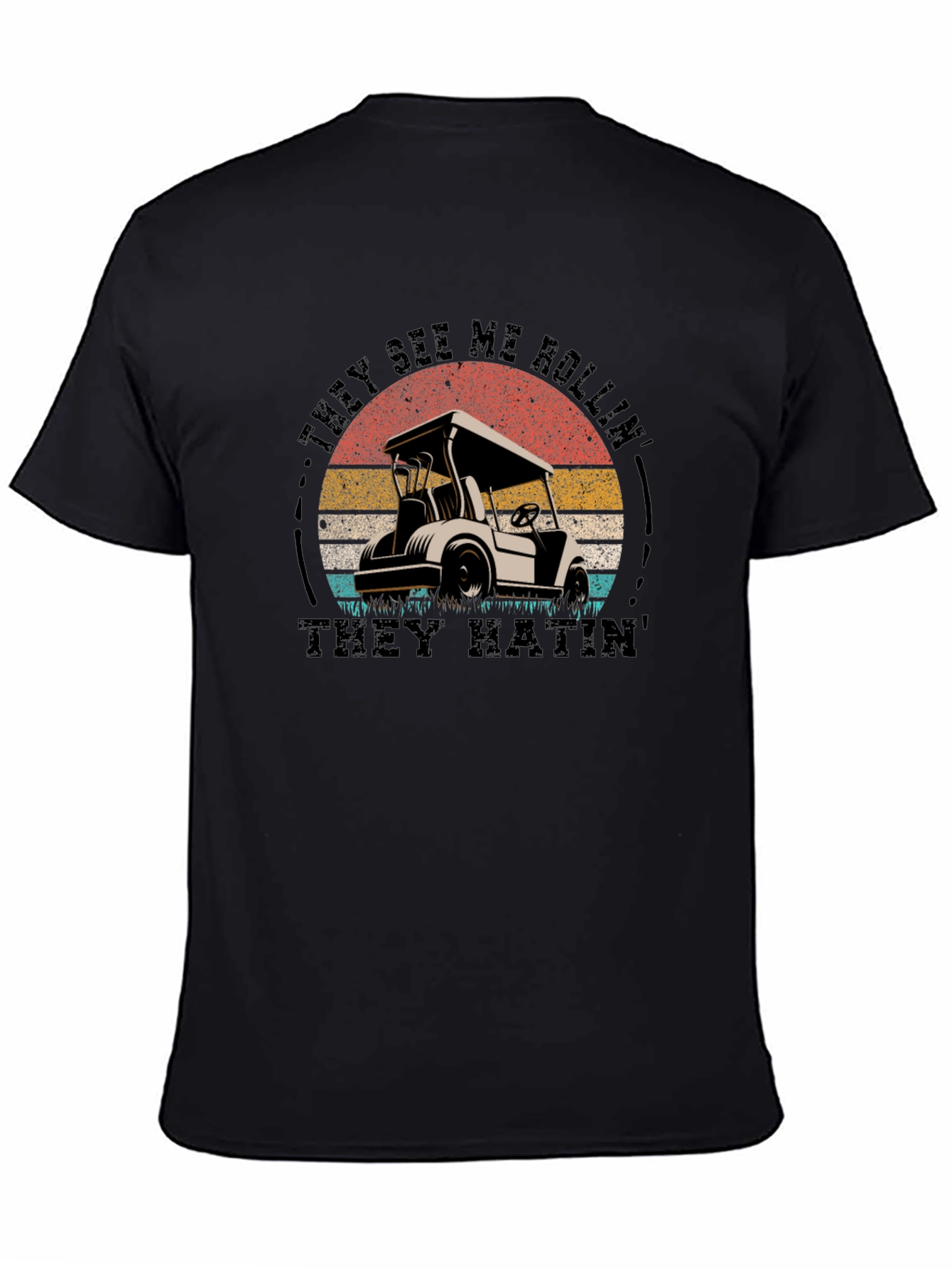 Black They See Me Rollin' Men's Black T-Shirt view 4