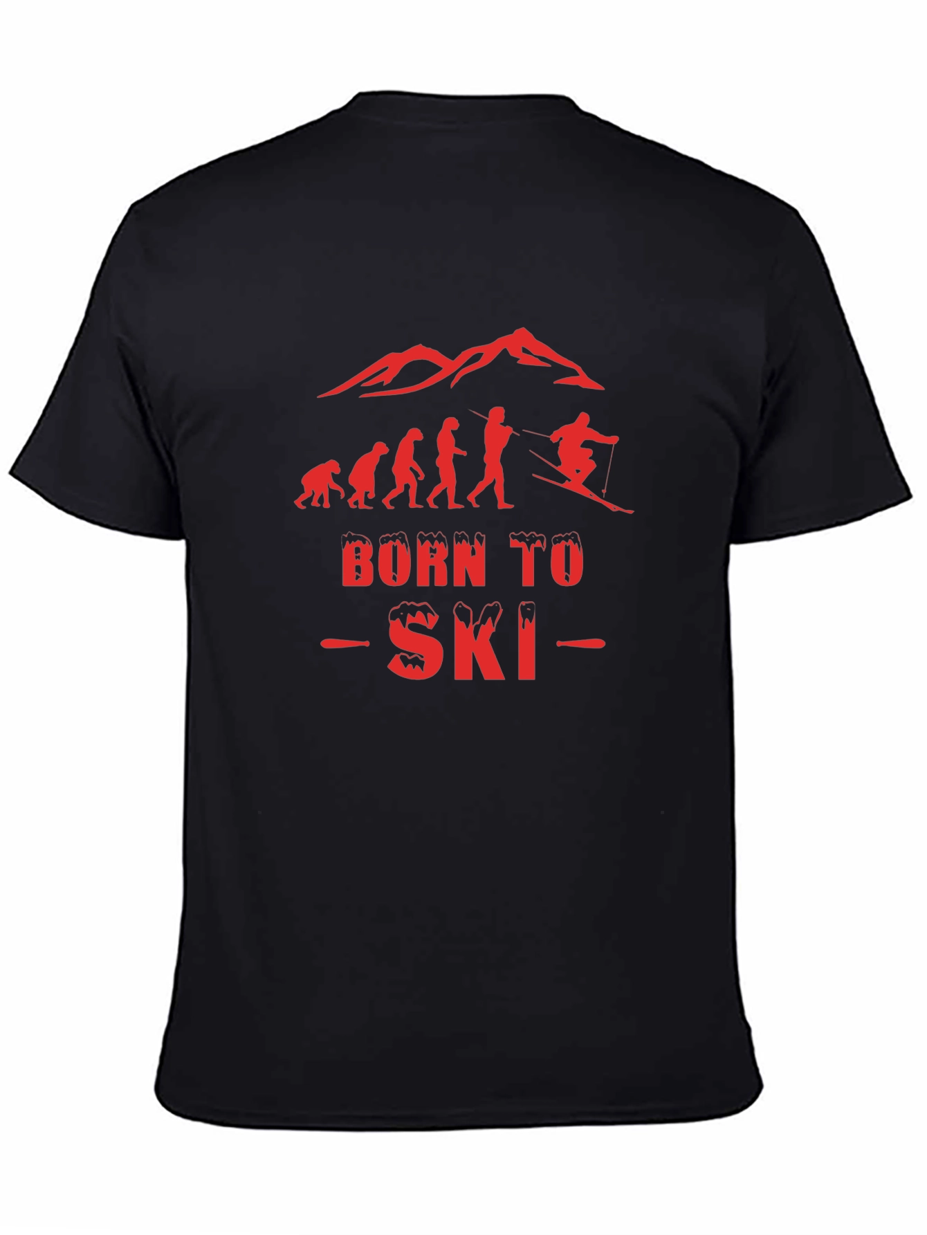Black Born to Ski T-Shirt - Evolution Design view 4