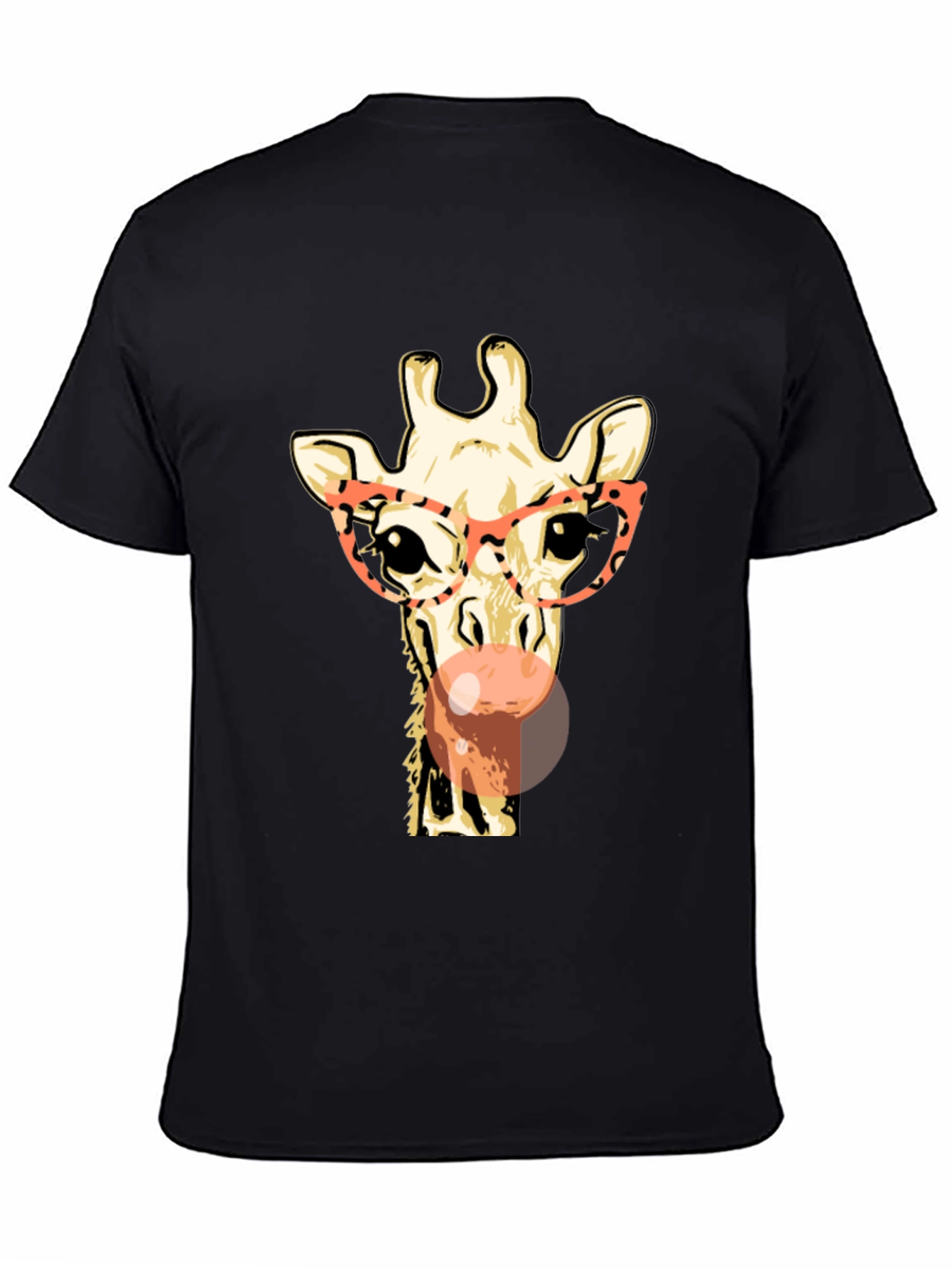 Black Giraffe with Glasses Graphic Tee - Stylish & Fun view 4
