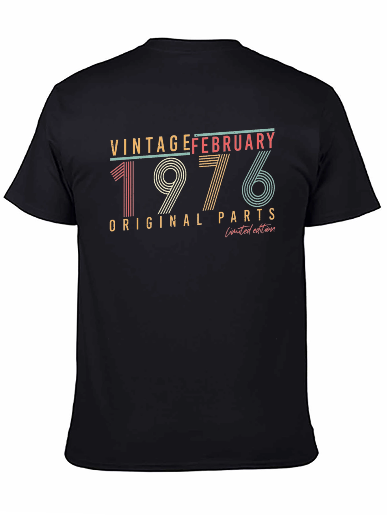 Black Vintage February 1976 T-Shirt view 4