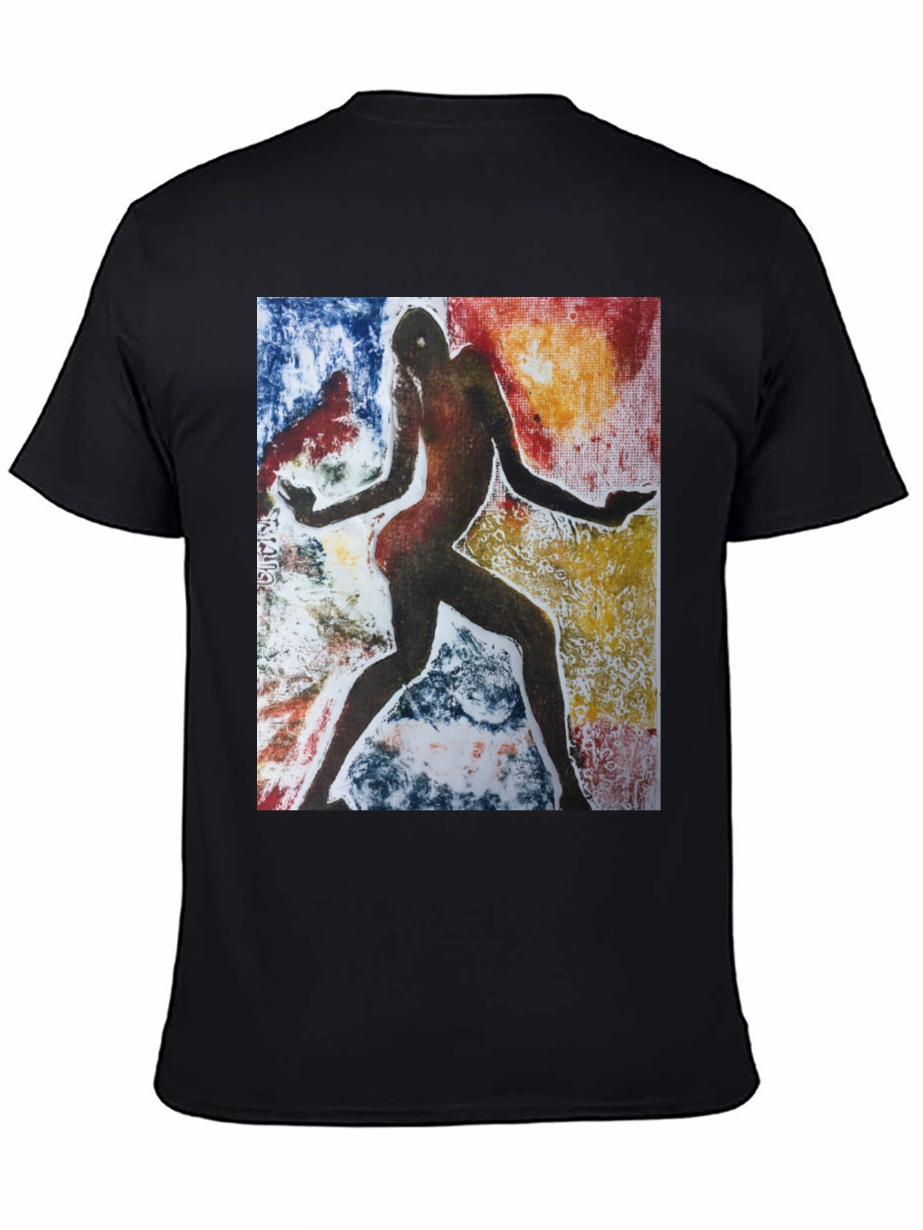 Black Abstract Figure Graphic Black Tee view 4