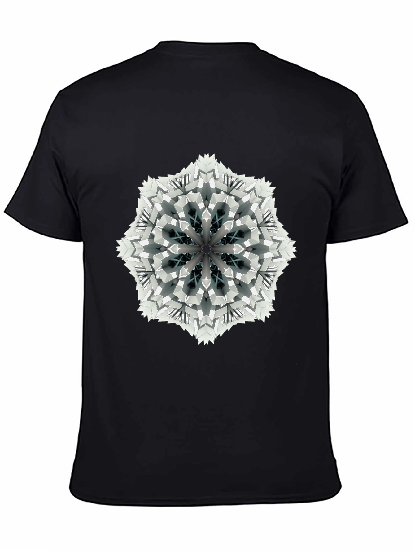 Black Geometric Mandala Print Black T-Shirt view 4