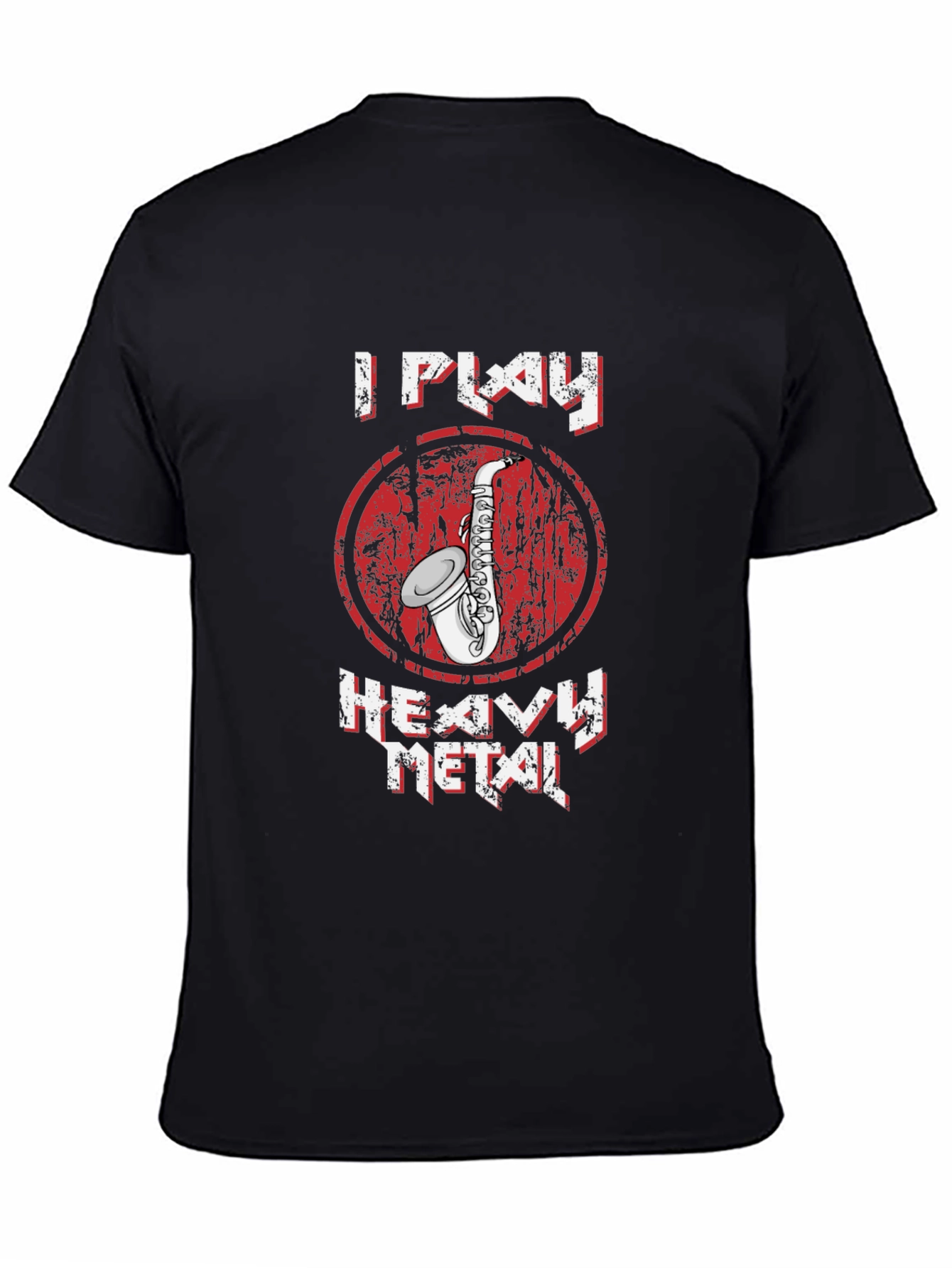 Black I Play Heavy Metal Saxophone Graphic T-Shirt view 4