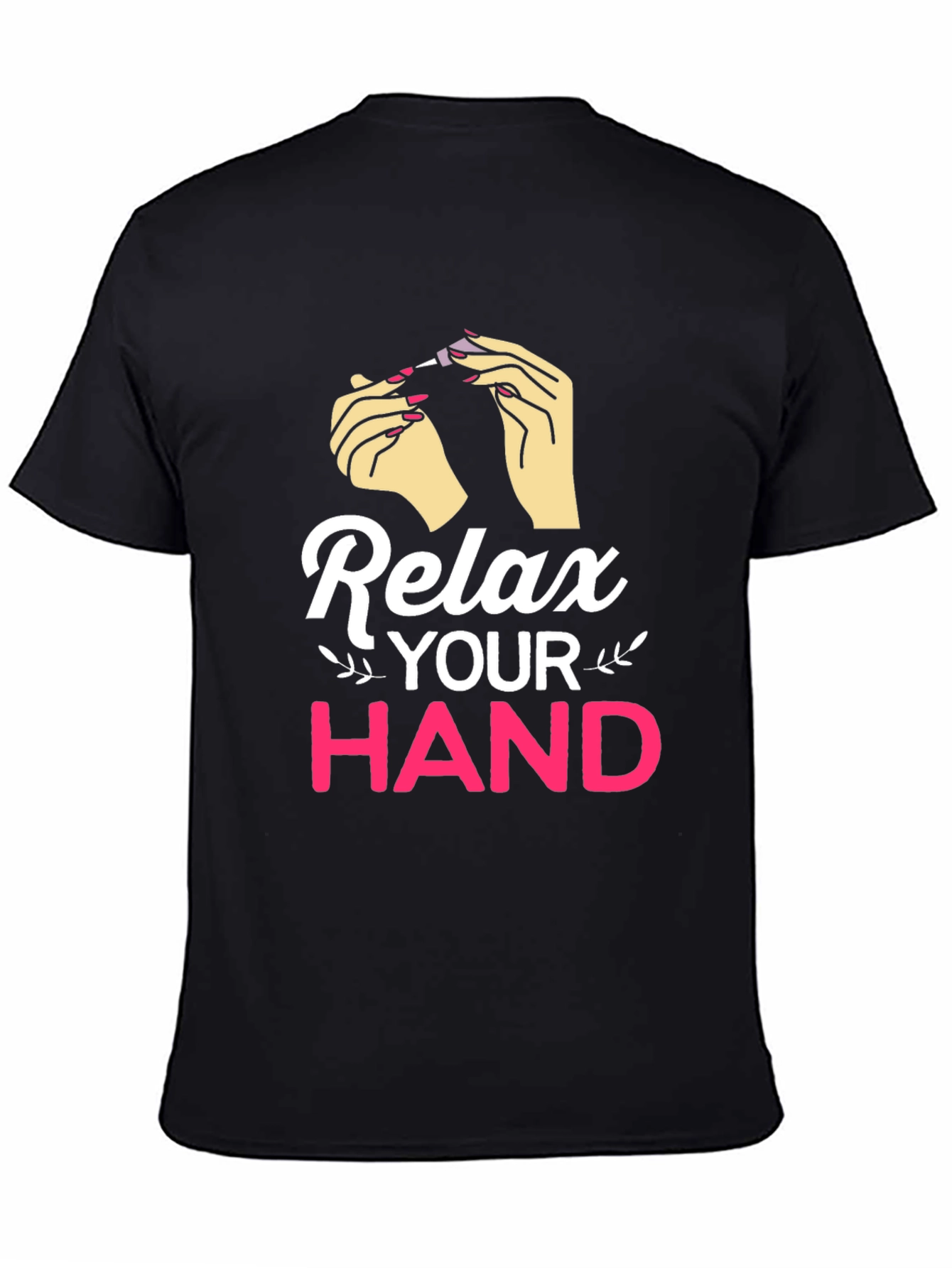 Black Relax Your Hand Graphic T-Shirt view 4