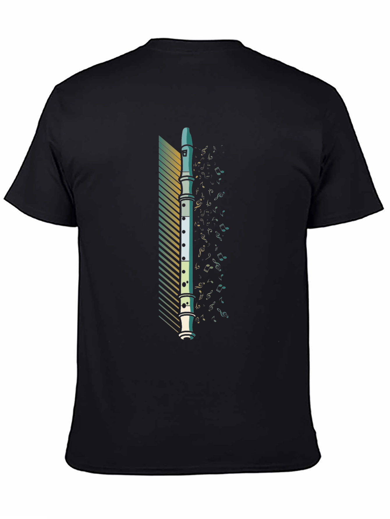 Black Musical Recorder T-Shirt - Unique Instrument Graphic Tee view 4