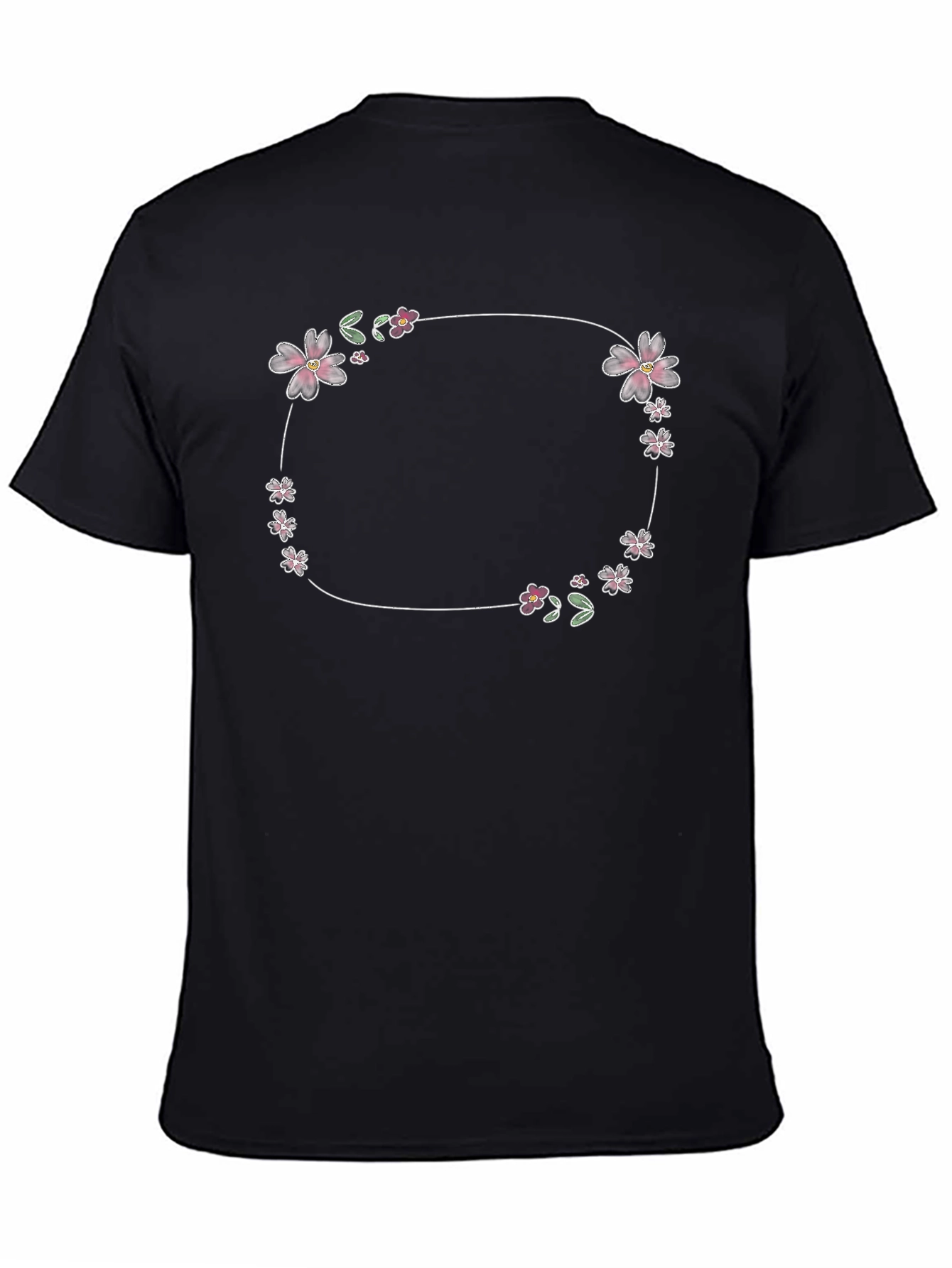 Black Floral Circle Graphic Tee - Stylish Casual Wear view 4