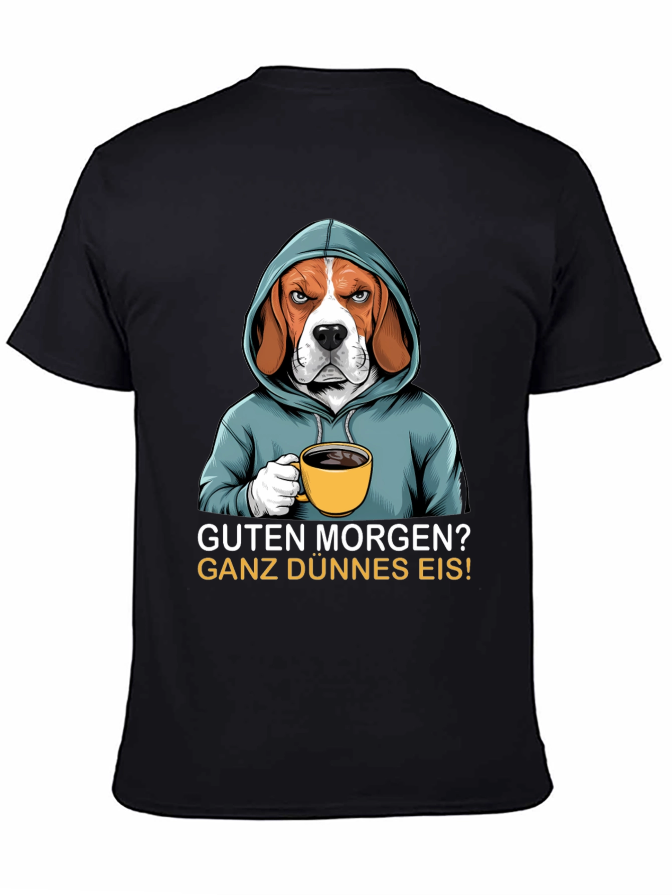 Black Grumpy Beagle T-Shirt - Guten Morgen view 4