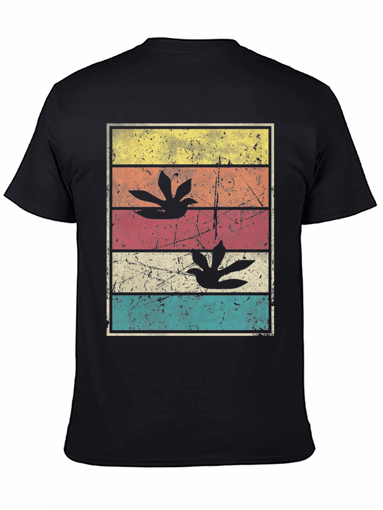 Black Retro Bird Track Tee - Vintage Inspired Graphic T-Shirt view 4