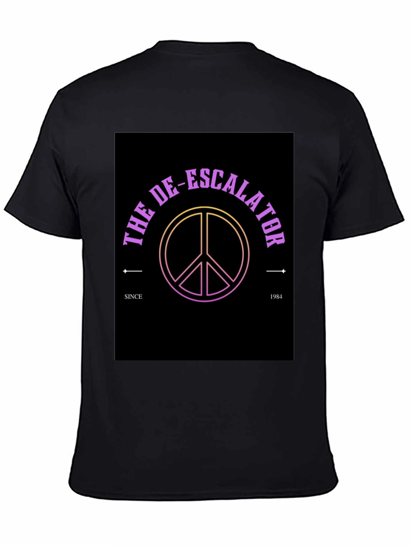 Black The De-Escalator Peace Sign Black T-Shirt view 4