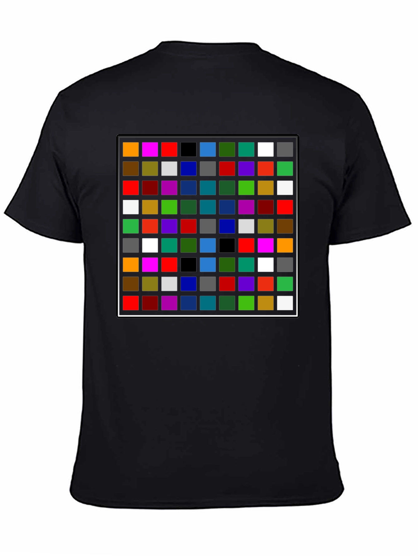 Black Colorful Grid Pattern Black T-Shirt view 4
